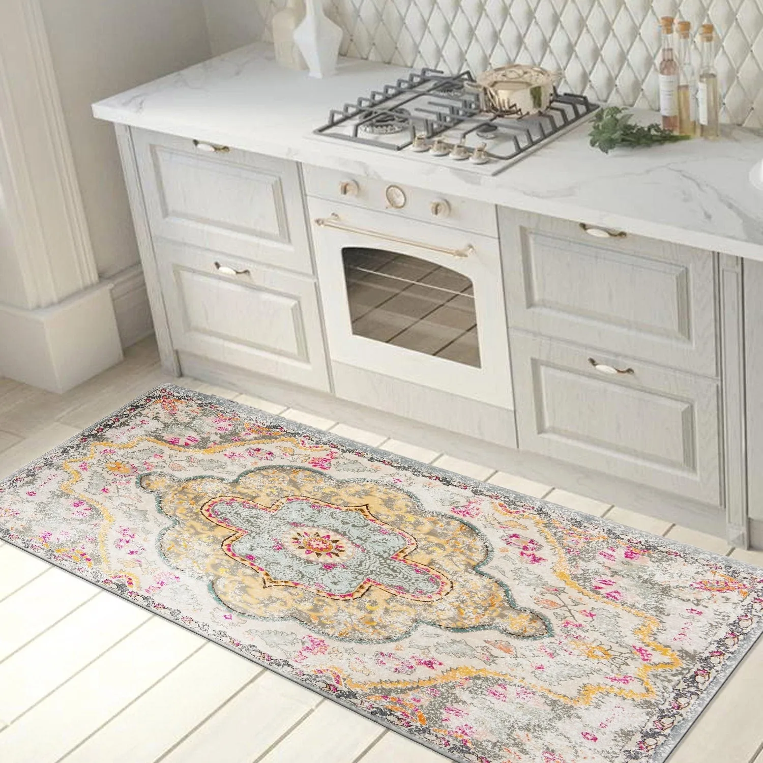 World Rug Gallery Distressed Bohemian Anti-Fatigue Standing Mat - 18x47