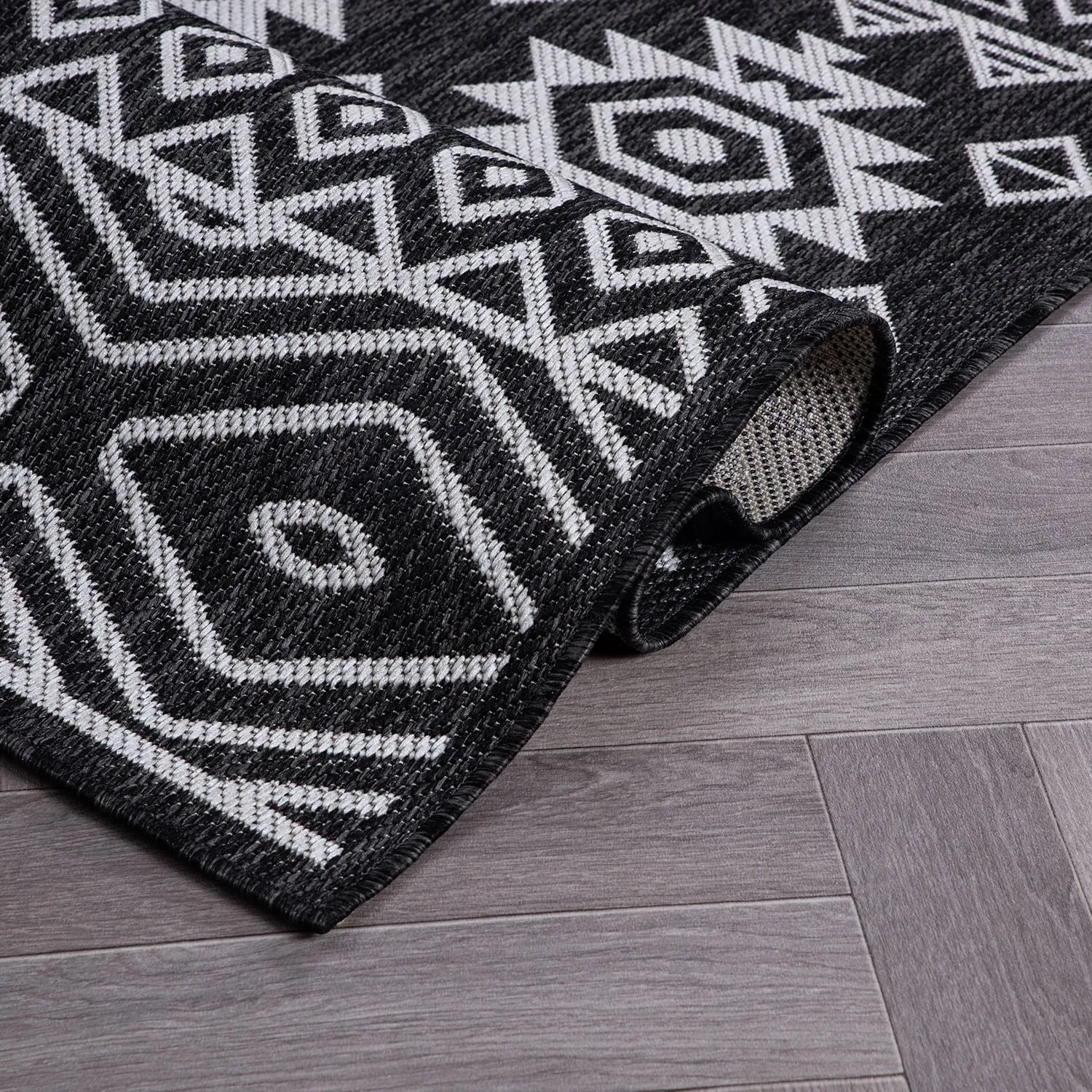 World Rug Gallery Distressed Geometric Bohemian Textured Flat Weave Indoor/Outdoor Area Rug