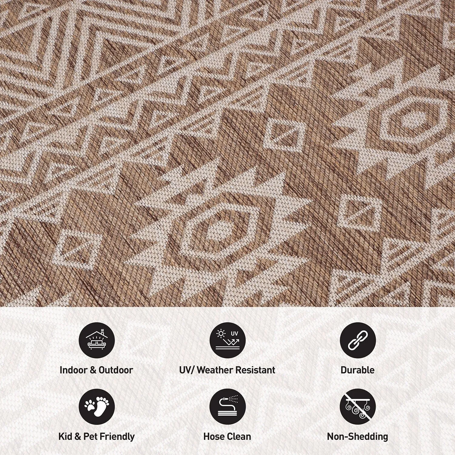 World Rug Gallery Distressed Geometric Bohemian Textured Flat Weave Indoor/Outdoor Area Rug