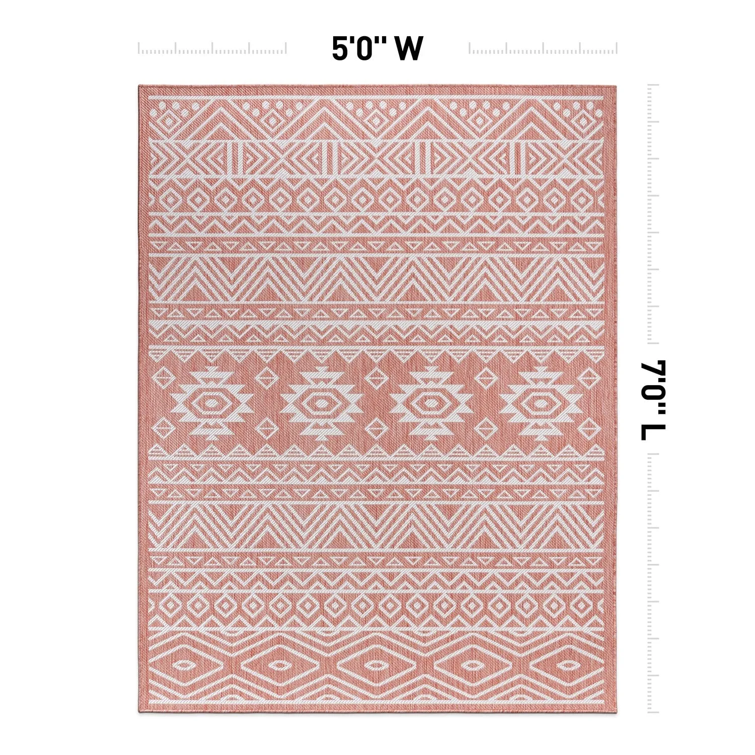 World Rug Gallery Distressed Geometric Bohemian Textured Flat Weave Indoor/Outdoor Area Rug