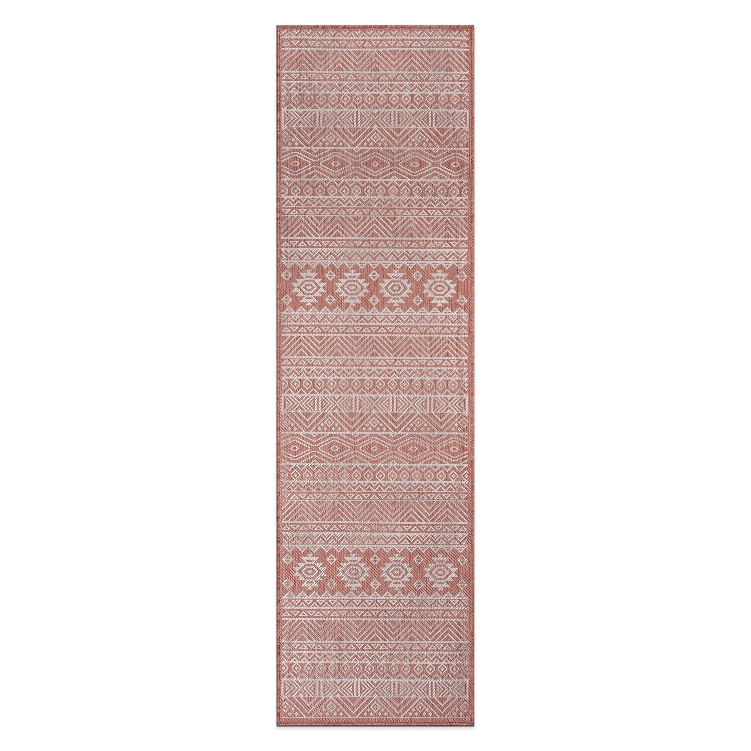 World Rug Gallery Distressed Geometric Bohemian Textured Flat Weave Indoor/Outdoor Area Rug