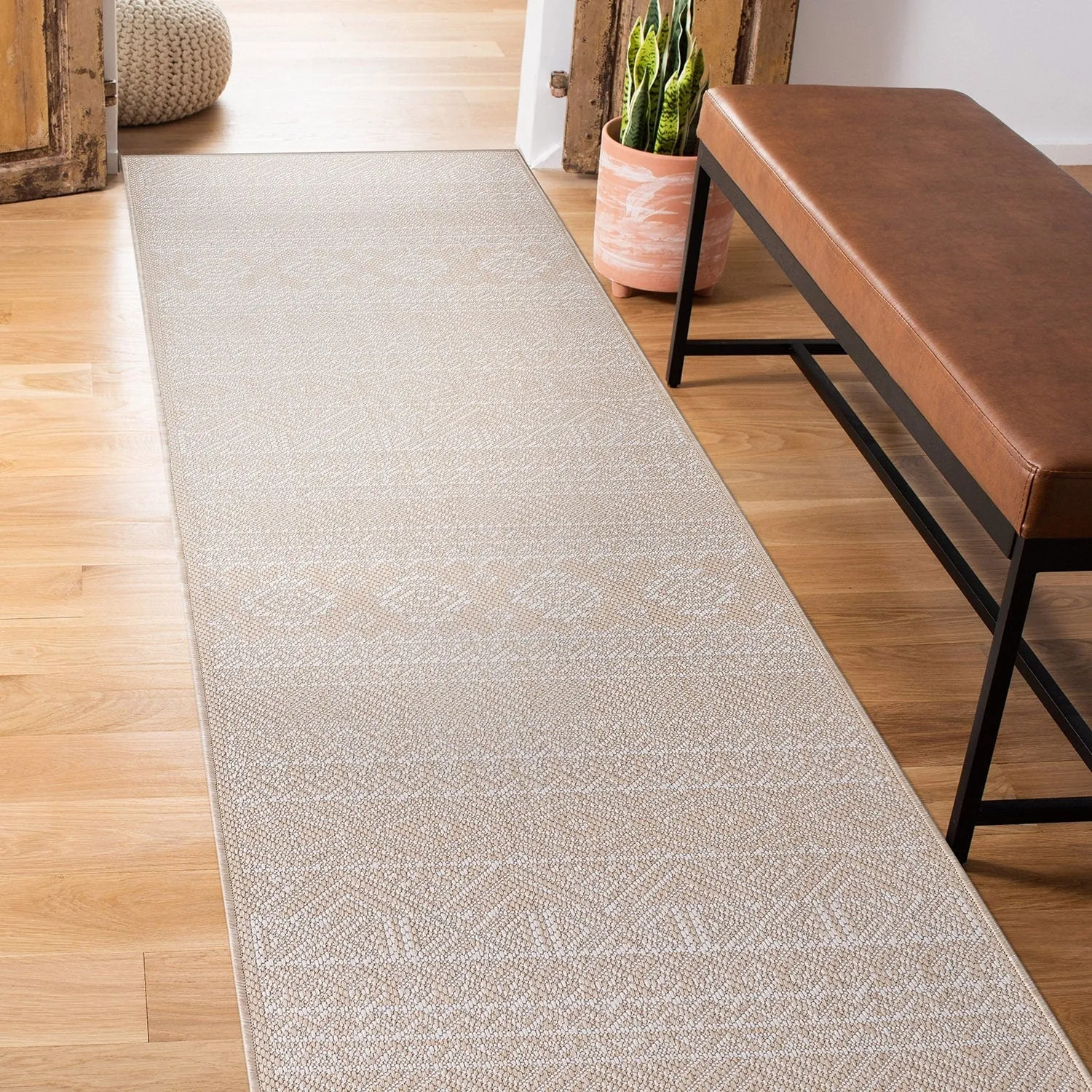 World Rug Gallery Distressed Geometric Bohemian Textured Flat Weave Indoor/Outdoor Area Rug