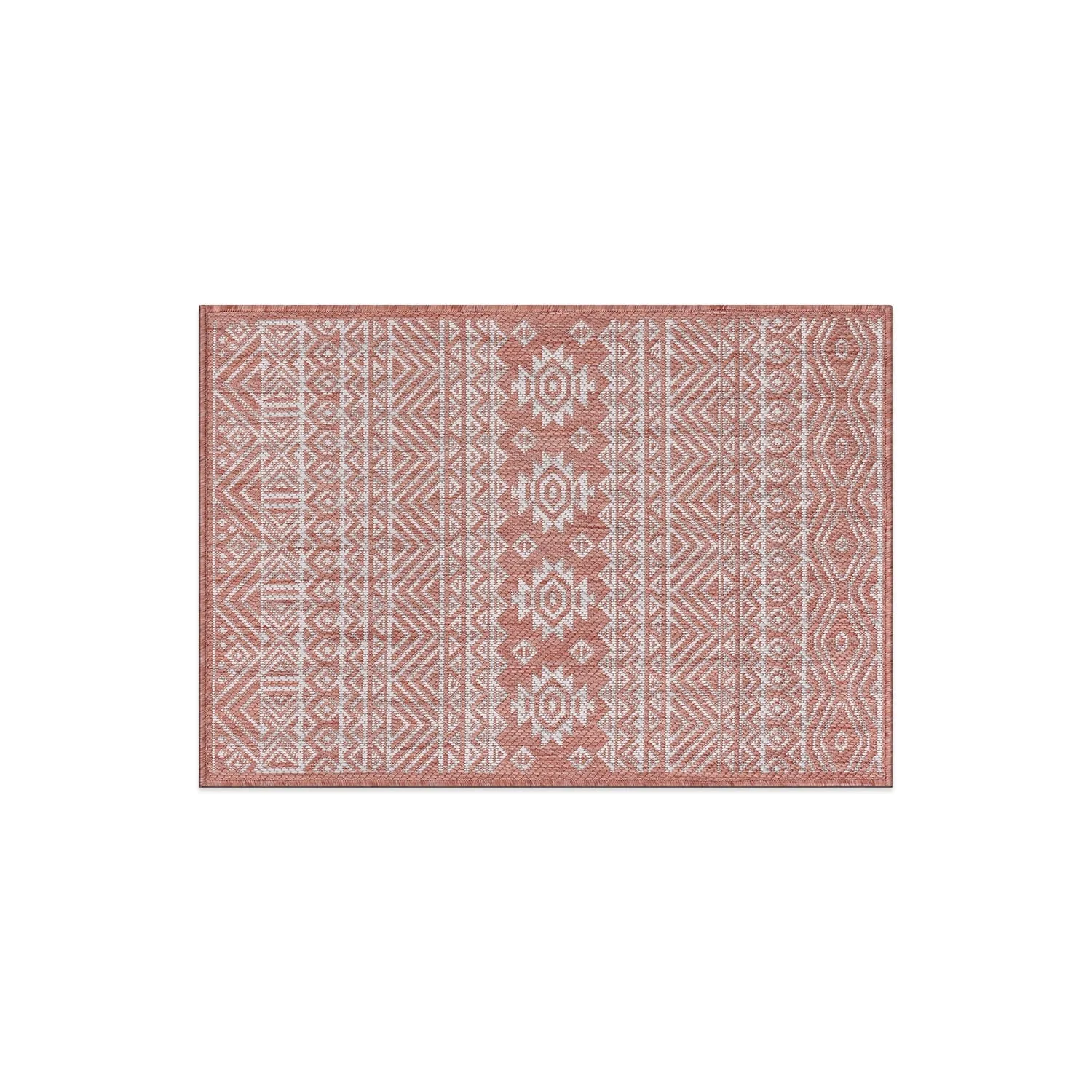 World Rug Gallery Distressed Geometric Bohemian Textured Flat Weave Indoor/Outdoor Area Rug