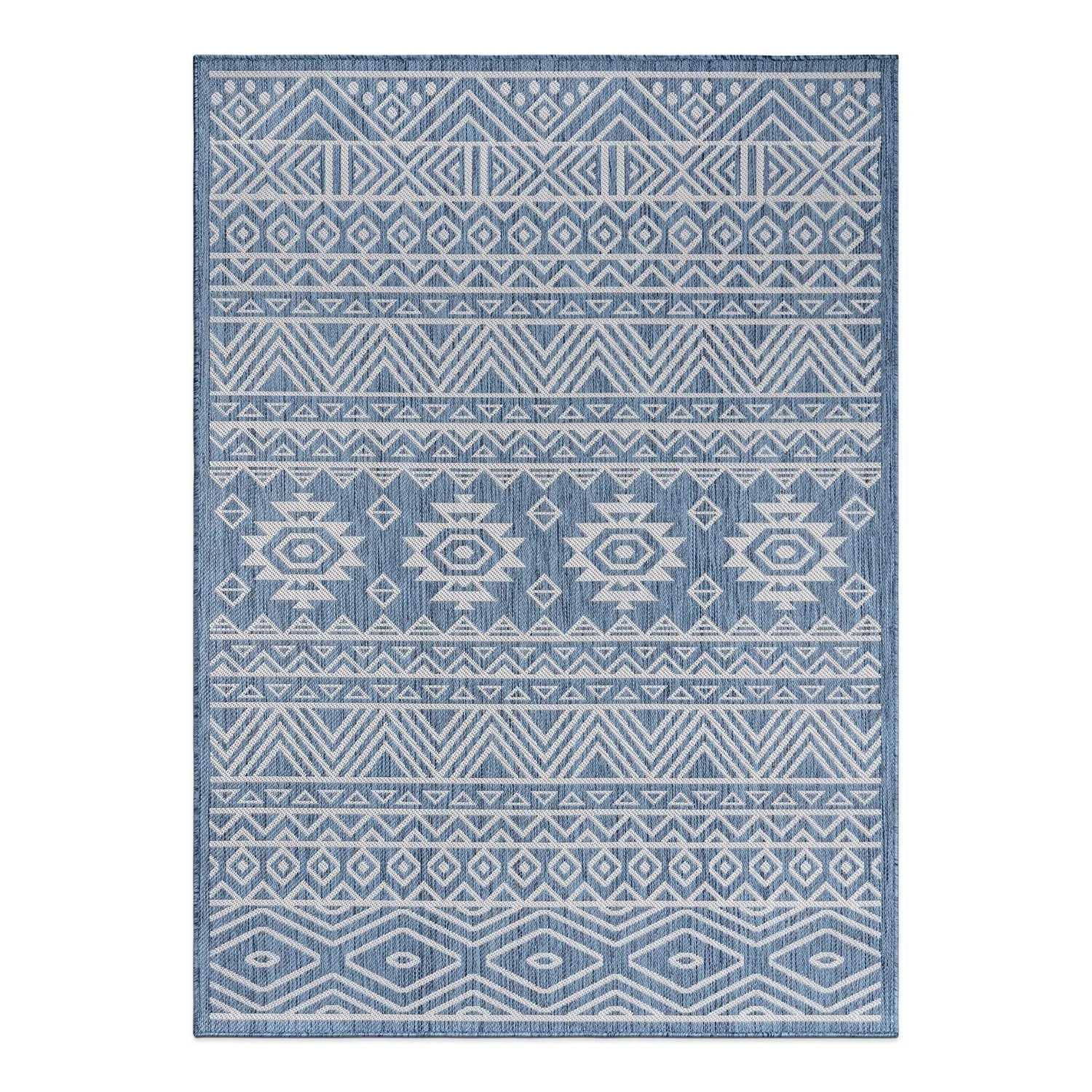 World Rug Gallery Distressed Geometric Bohemian Textured Flat Weave Indoor/Outdoor Area Rug