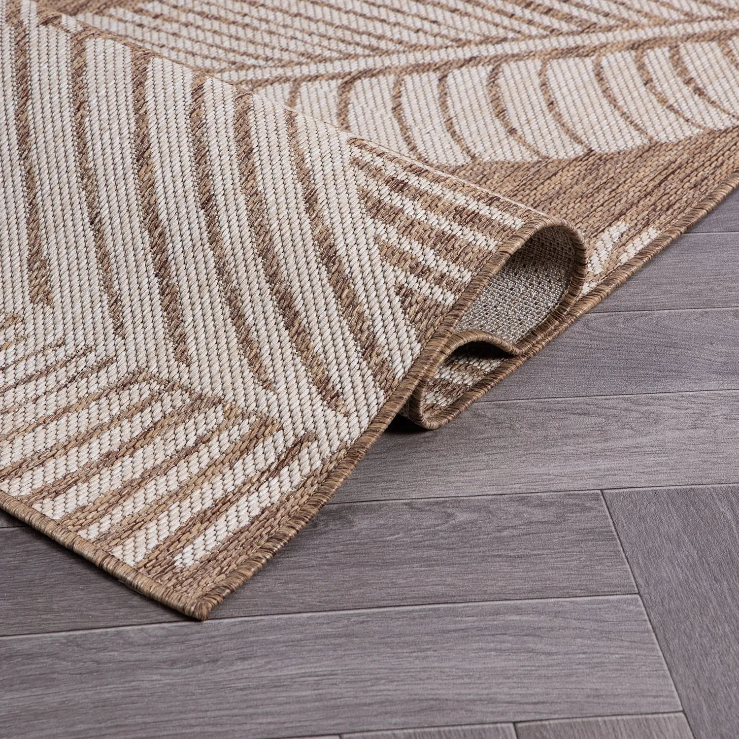 World Rug Gallery Distressed Palm Leaves Textured Flat Weave Indoor/Outdoor Area Rug