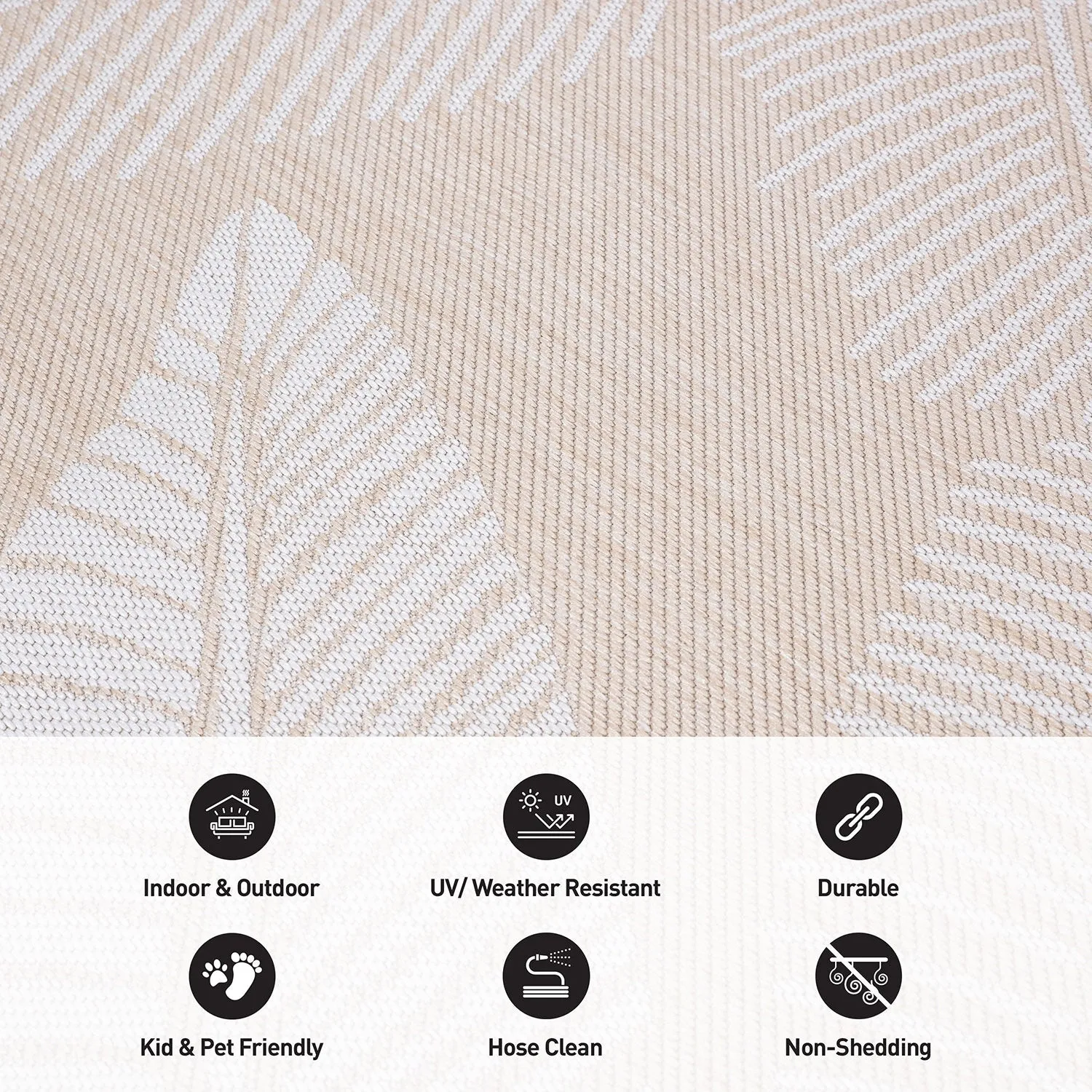 World Rug Gallery Distressed Palm Leaves Textured Flat Weave Indoor/Outdoor Area Rug