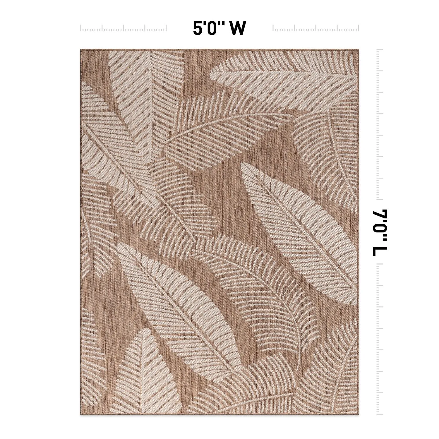 World Rug Gallery Distressed Palm Leaves Textured Flat Weave Indoor/Outdoor Area Rug