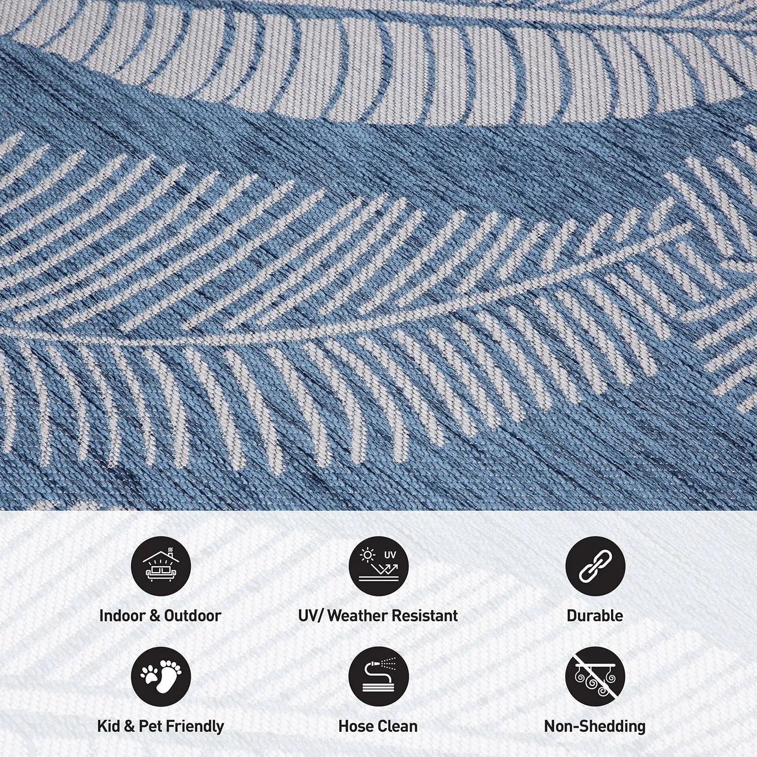 World Rug Gallery Distressed Palm Leaves Textured Flat Weave Indoor/Outdoor Area Rug