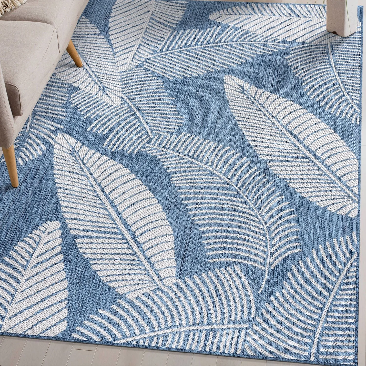 World Rug Gallery Distressed Palm Leaves Textured Flat Weave Indoor/Outdoor Area Rug