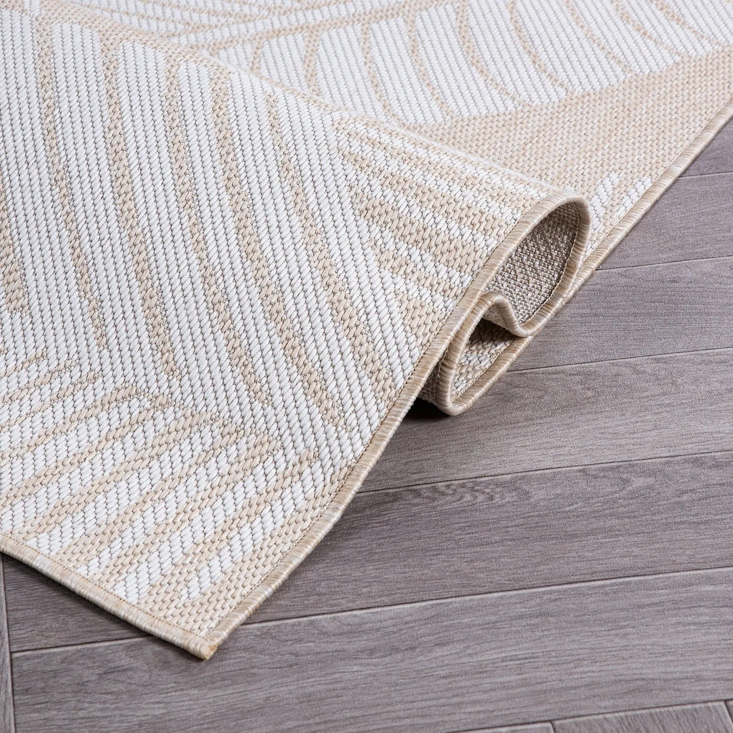 World Rug Gallery Distressed Palm Leaves Textured Flat Weave Indoor/Outdoor Area Rug