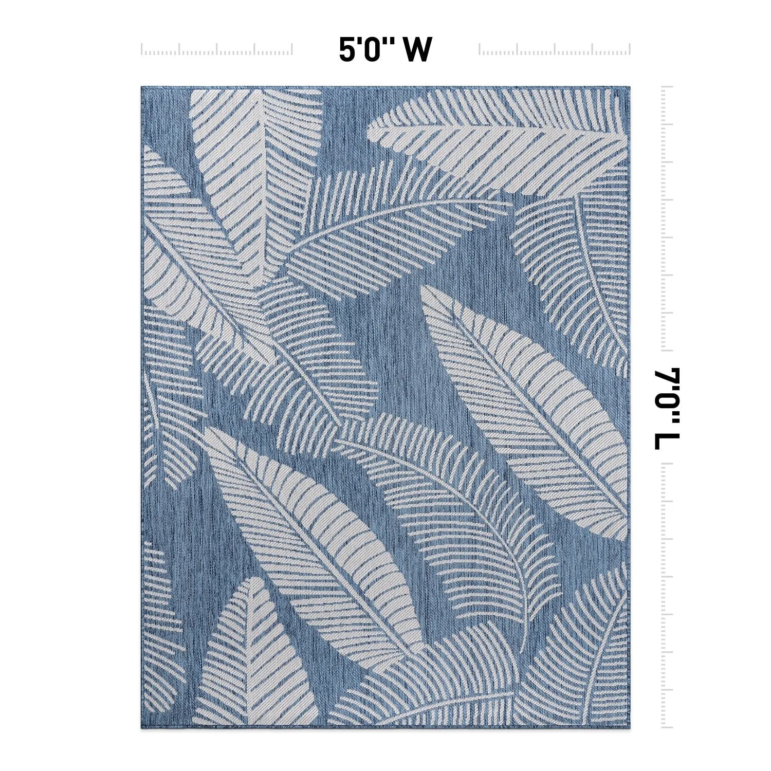World Rug Gallery Distressed Palm Leaves Textured Flat Weave Indoor/Outdoor Area Rug