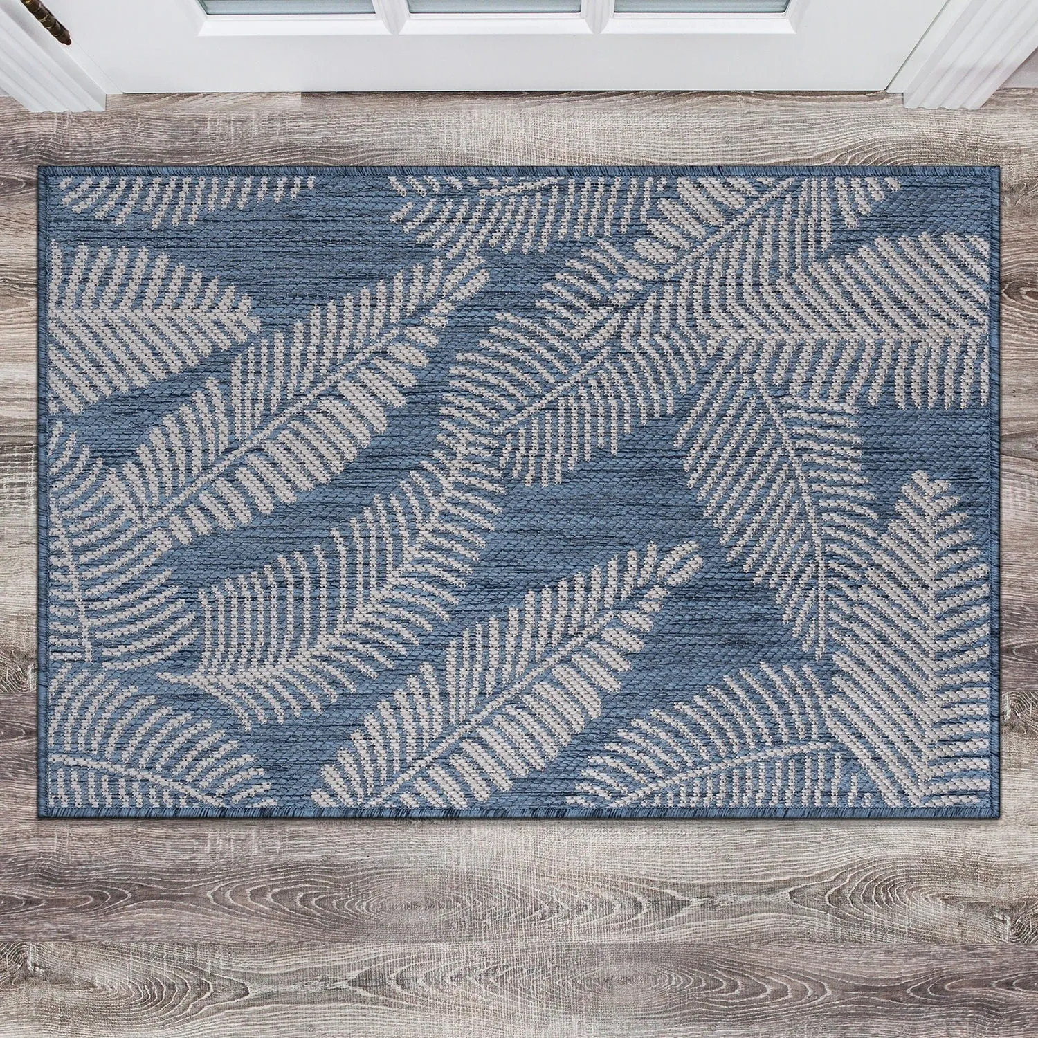 World Rug Gallery Distressed Palm Leaves Textured Flat Weave Indoor/Outdoor Area Rug