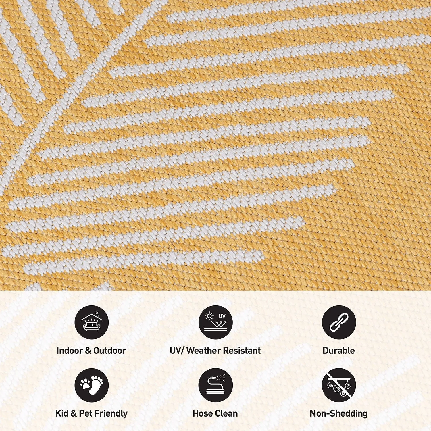 World Rug Gallery Distressed Palm Leaves Textured Flat Weave Indoor/Outdoor Area Rug