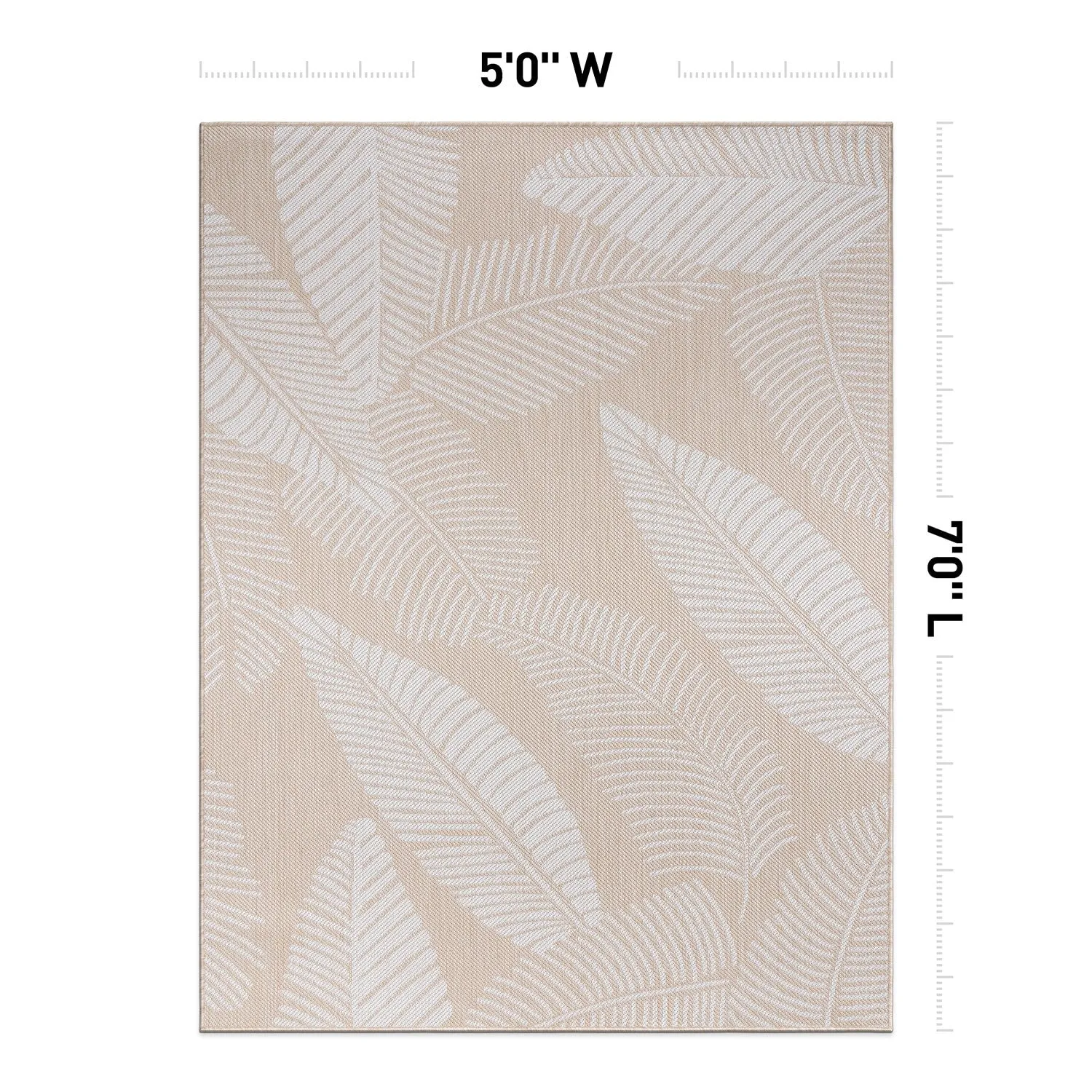 World Rug Gallery Distressed Palm Leaves Textured Flat Weave Indoor/Outdoor Area Rug