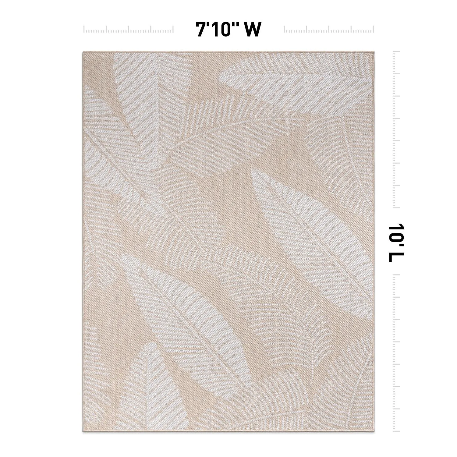 World Rug Gallery Distressed Palm Leaves Textured Flat Weave Indoor/Outdoor Area Rug
