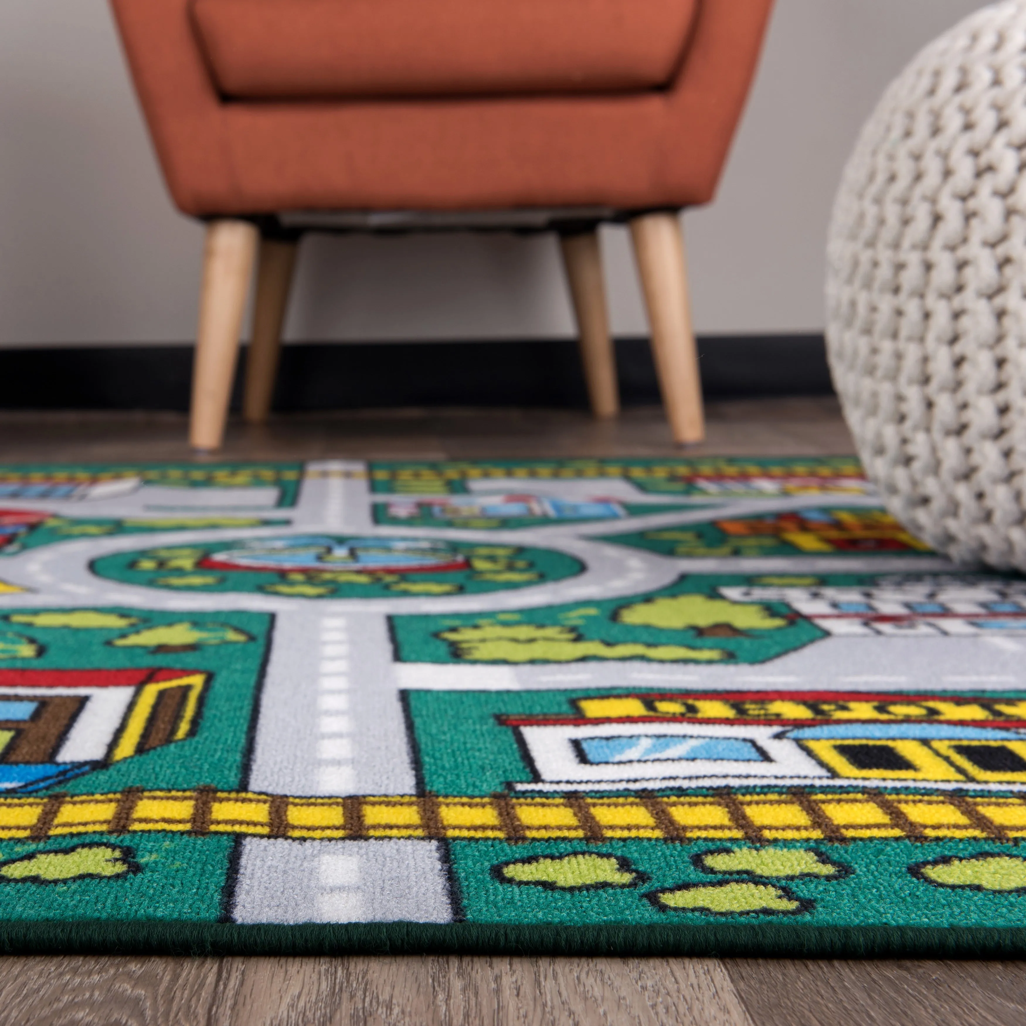 World Rug Gallery Kids Educational Learning City Life Road Non Slip Area Rug