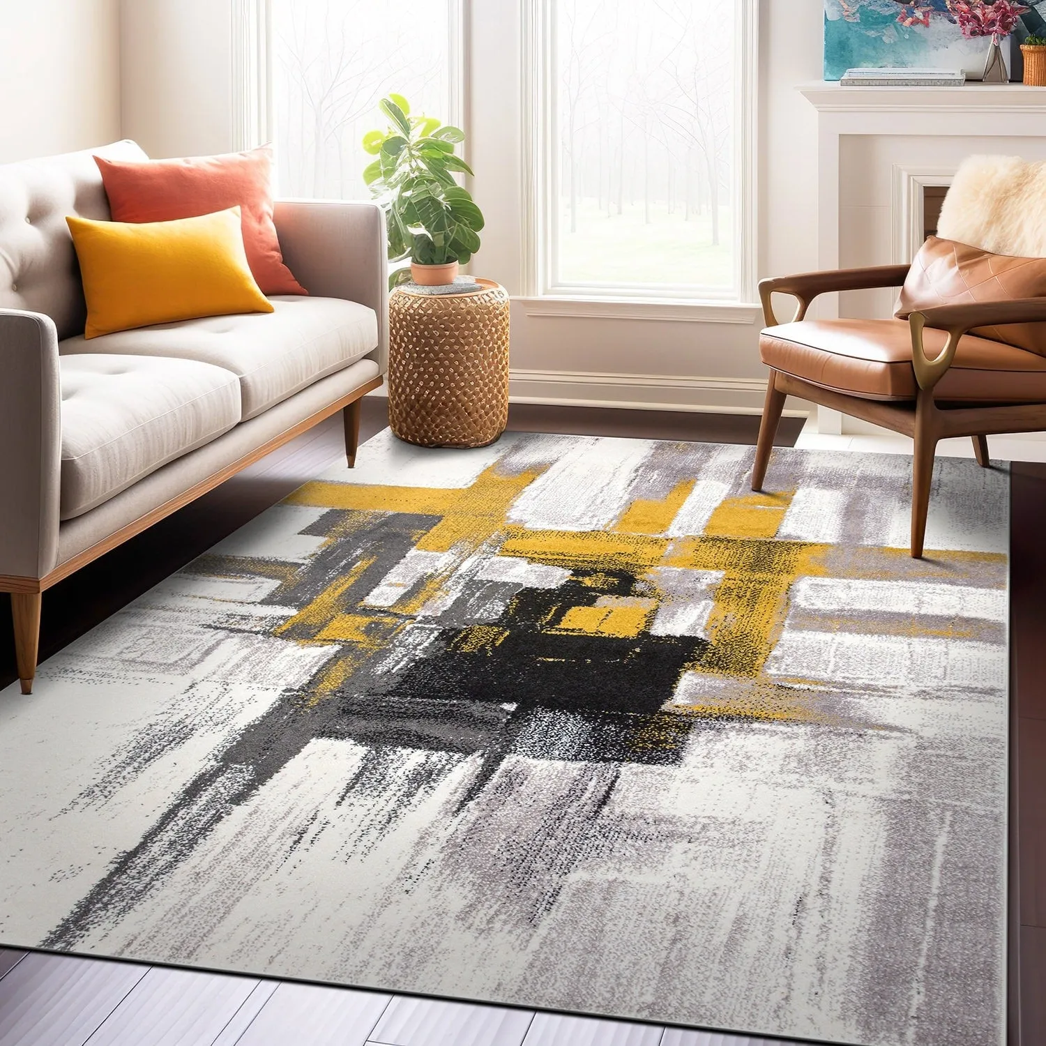 World Rug Gallery Modern Abstract Art Area Rug