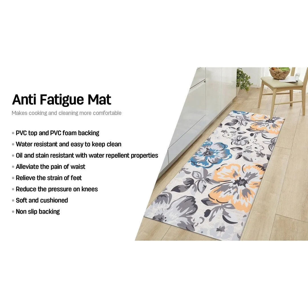 World Rug Gallery Modern Floral Anti Fatigue Standing Mat
