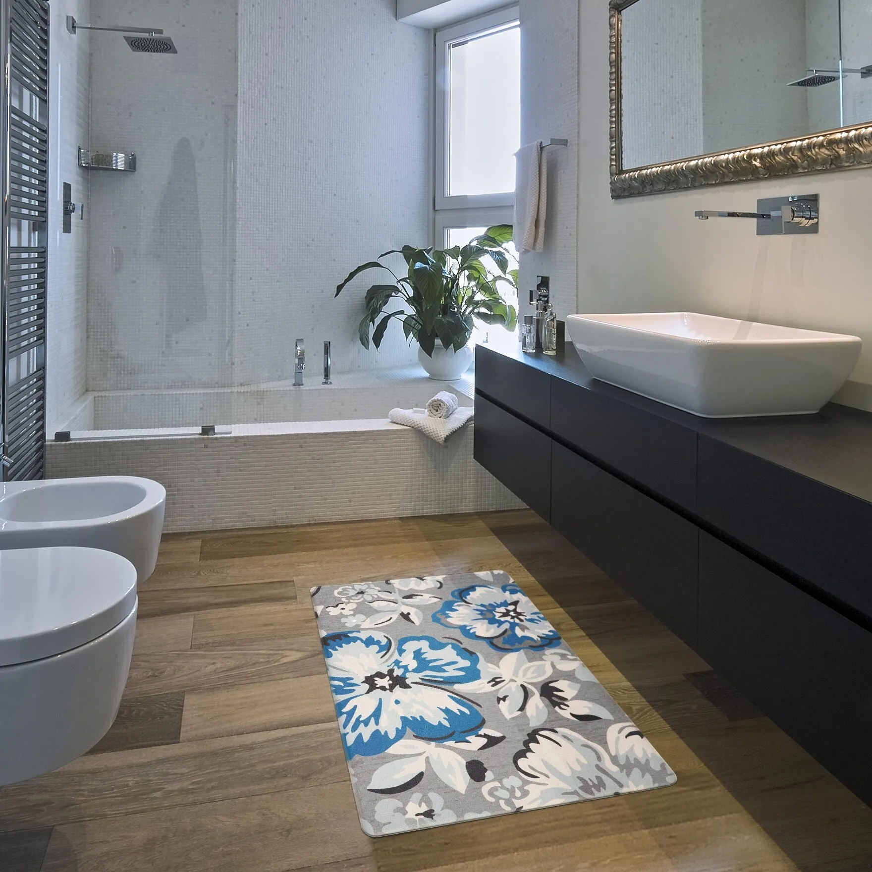 World Rug Gallery Modern Floral Anti Fatigue Standing Mat