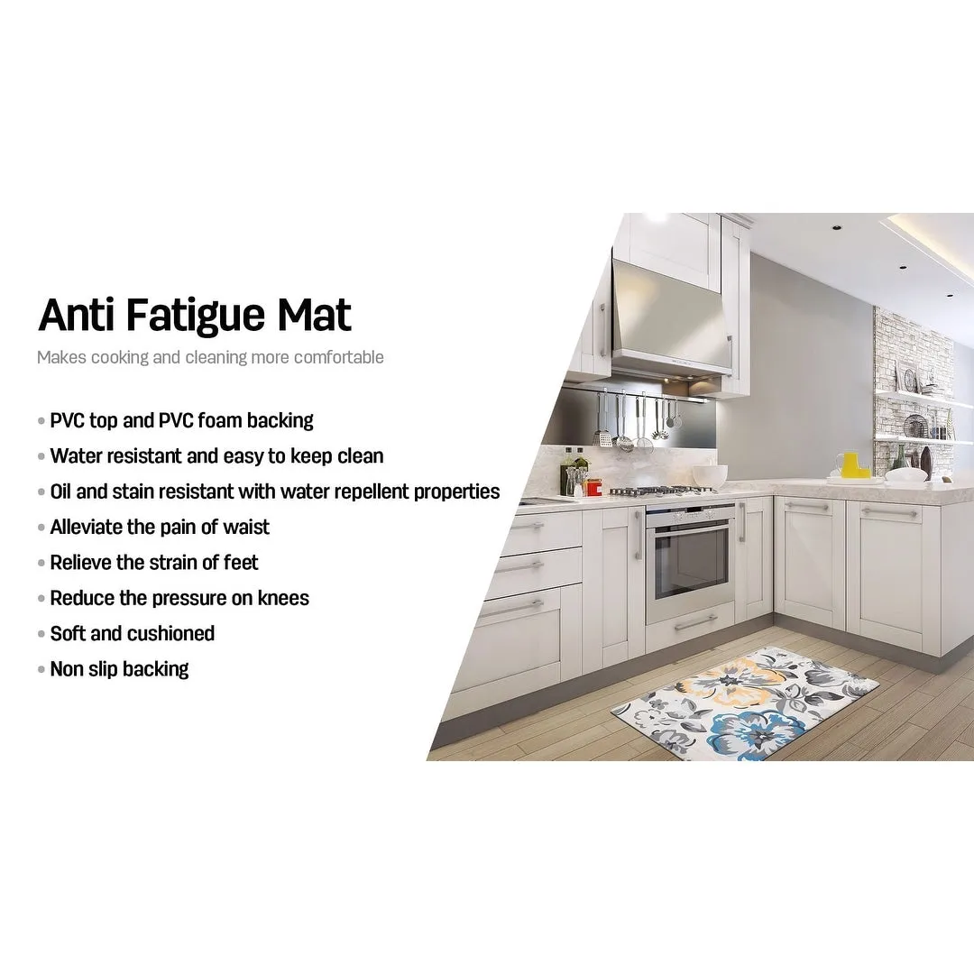 World Rug Gallery Modern Floral Anti Fatigue Standing Mat