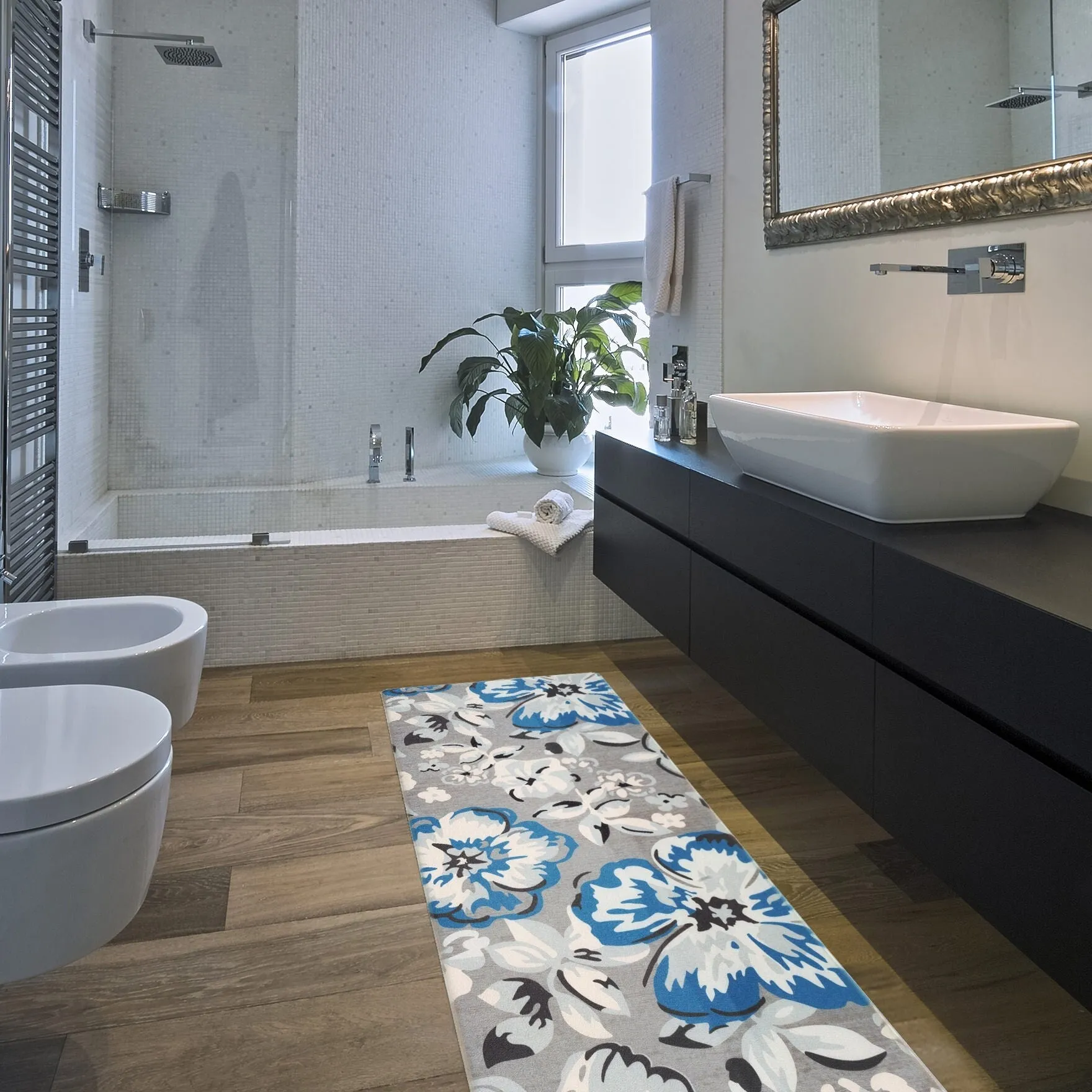 World Rug Gallery Modern Floral Anti Fatigue Standing Mat