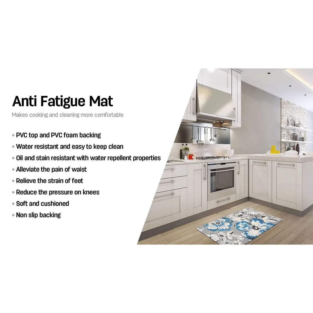 World Rug Gallery Modern Floral Anti Fatigue Standing Mat