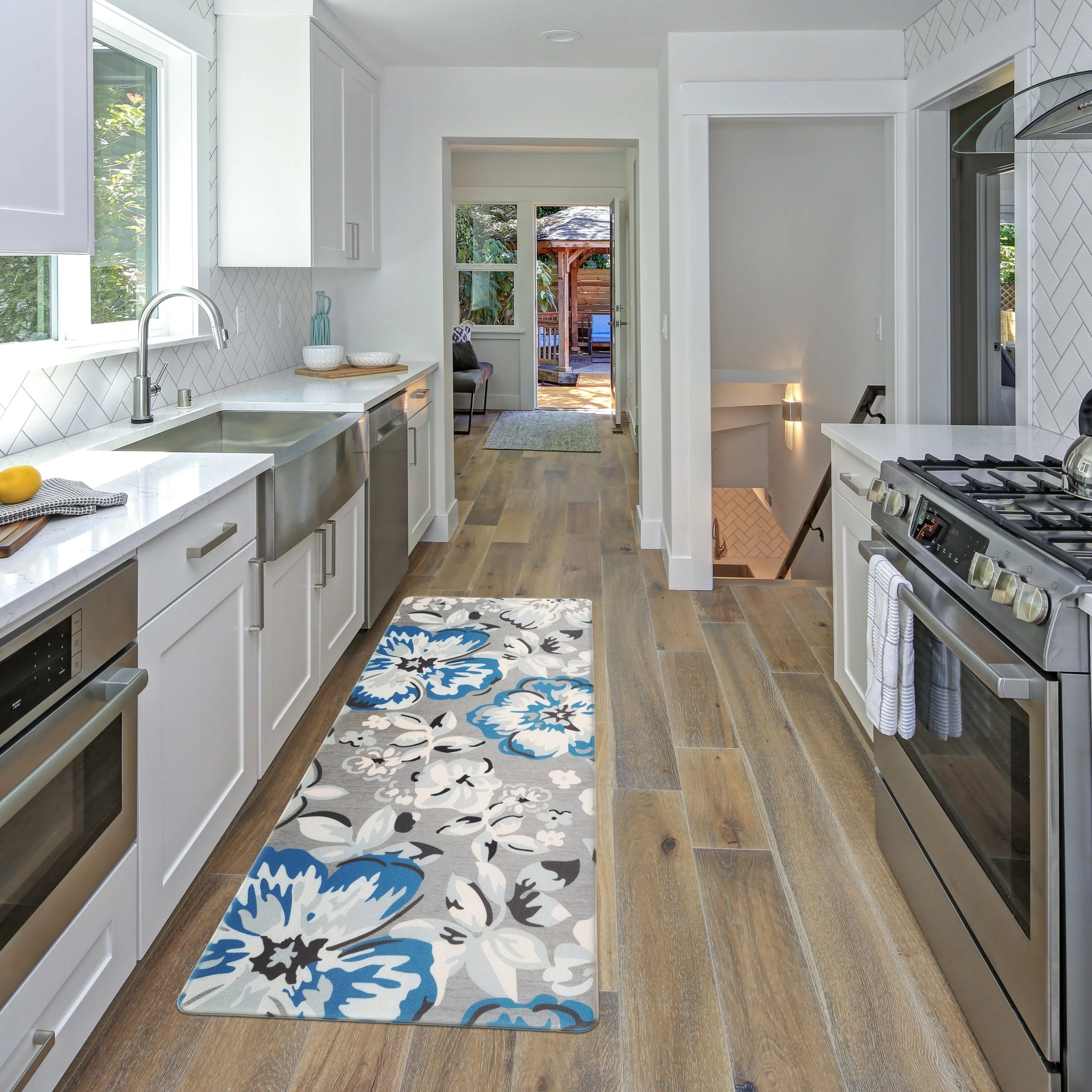 World Rug Gallery Modern Floral Anti Fatigue Standing Mat