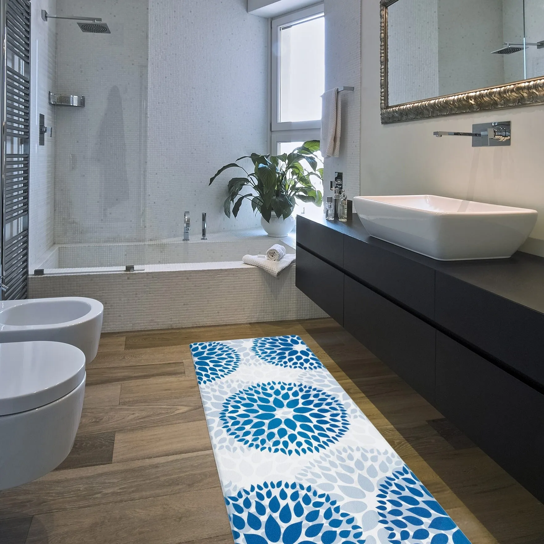 World Rug Gallery Modern Floral Circles Anti Fatigue Standing Mat
