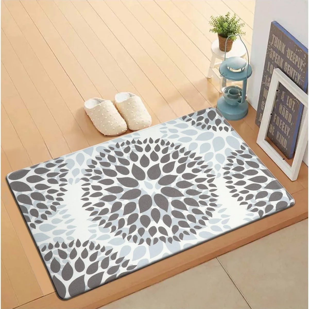 World Rug Gallery Modern Floral Circles Anti Fatigue Standing Mat