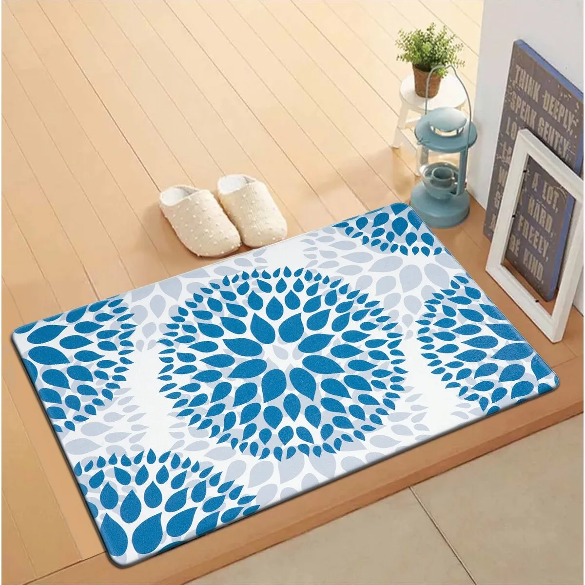 World Rug Gallery Modern Floral Circles Anti Fatigue Standing Mat