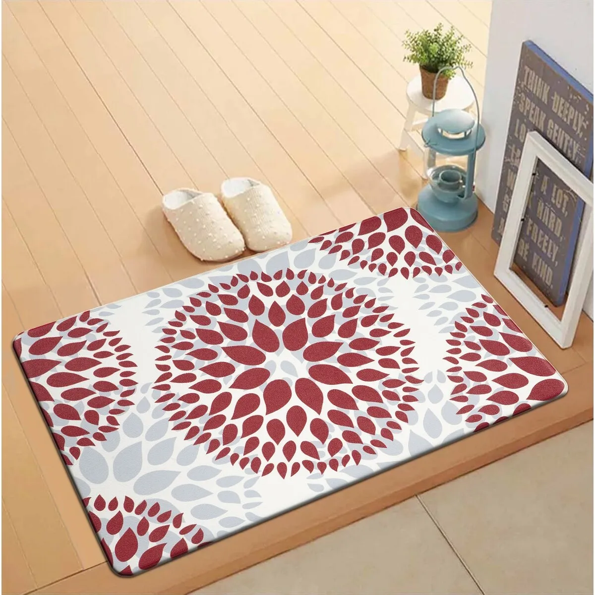 World Rug Gallery Modern Floral Circles Anti Fatigue Standing Mat