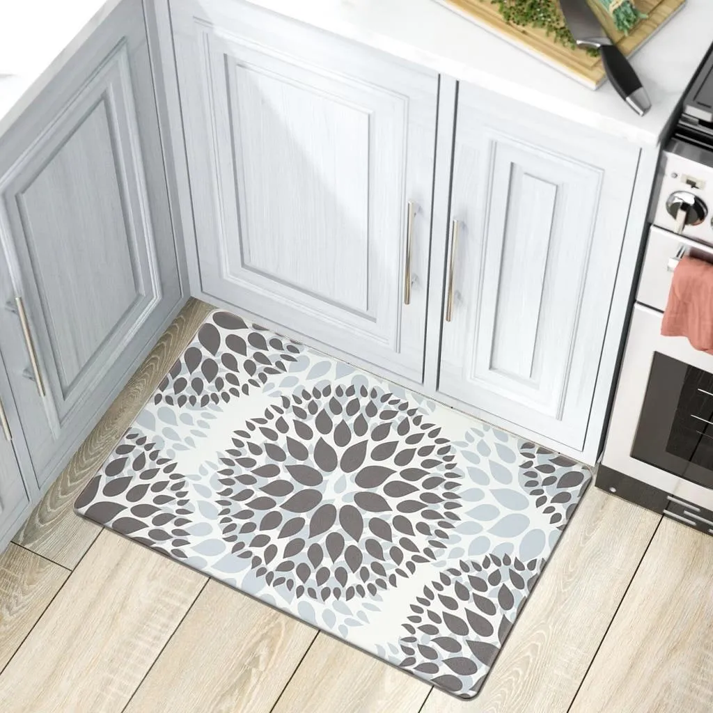 World Rug Gallery Modern Floral Circles Anti Fatigue Standing Mat