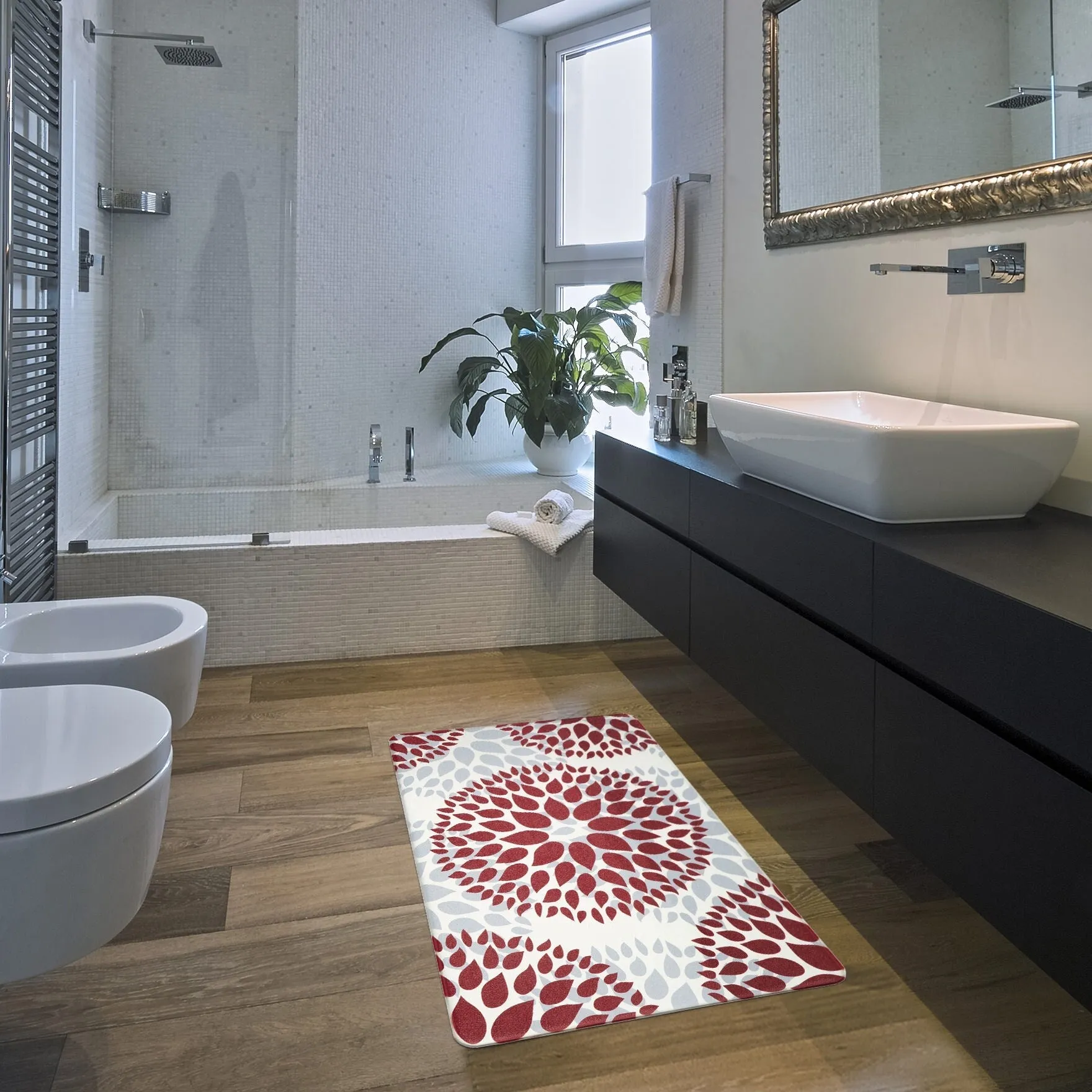 World Rug Gallery Modern Floral Circles Anti Fatigue Standing Mat
