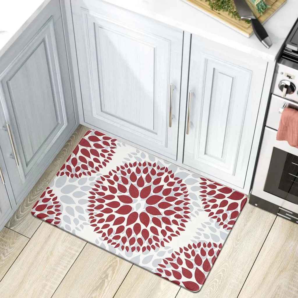 World Rug Gallery Modern Floral Circles Anti Fatigue Standing Mat