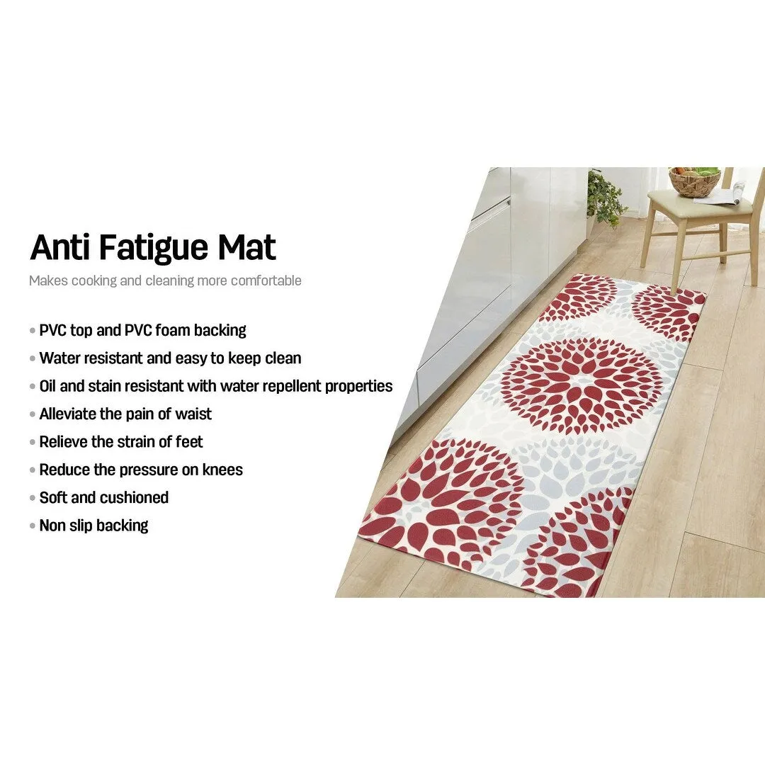 World Rug Gallery Modern Floral Circles Anti Fatigue Standing Mat