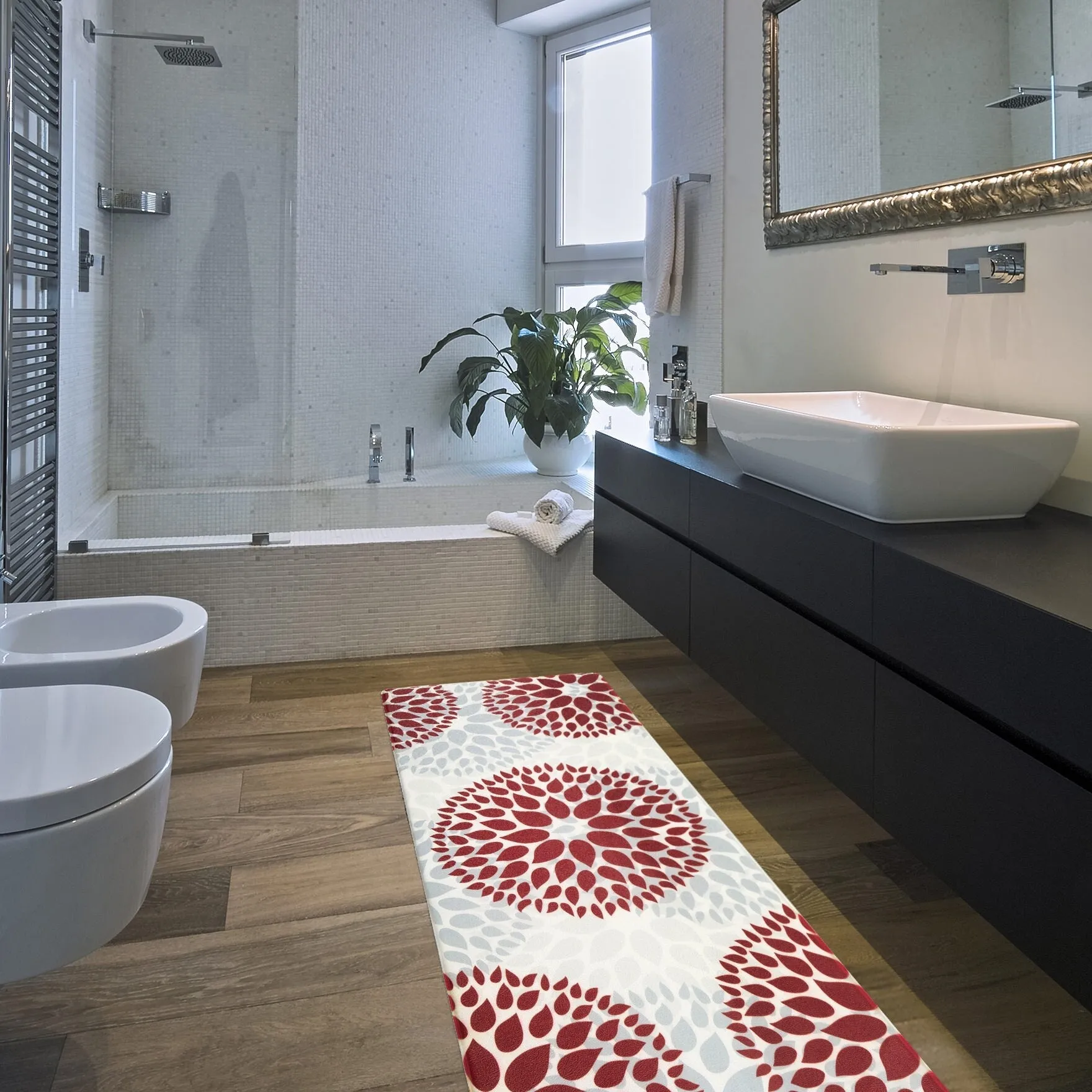 World Rug Gallery Modern Floral Circles Anti Fatigue Standing Mat