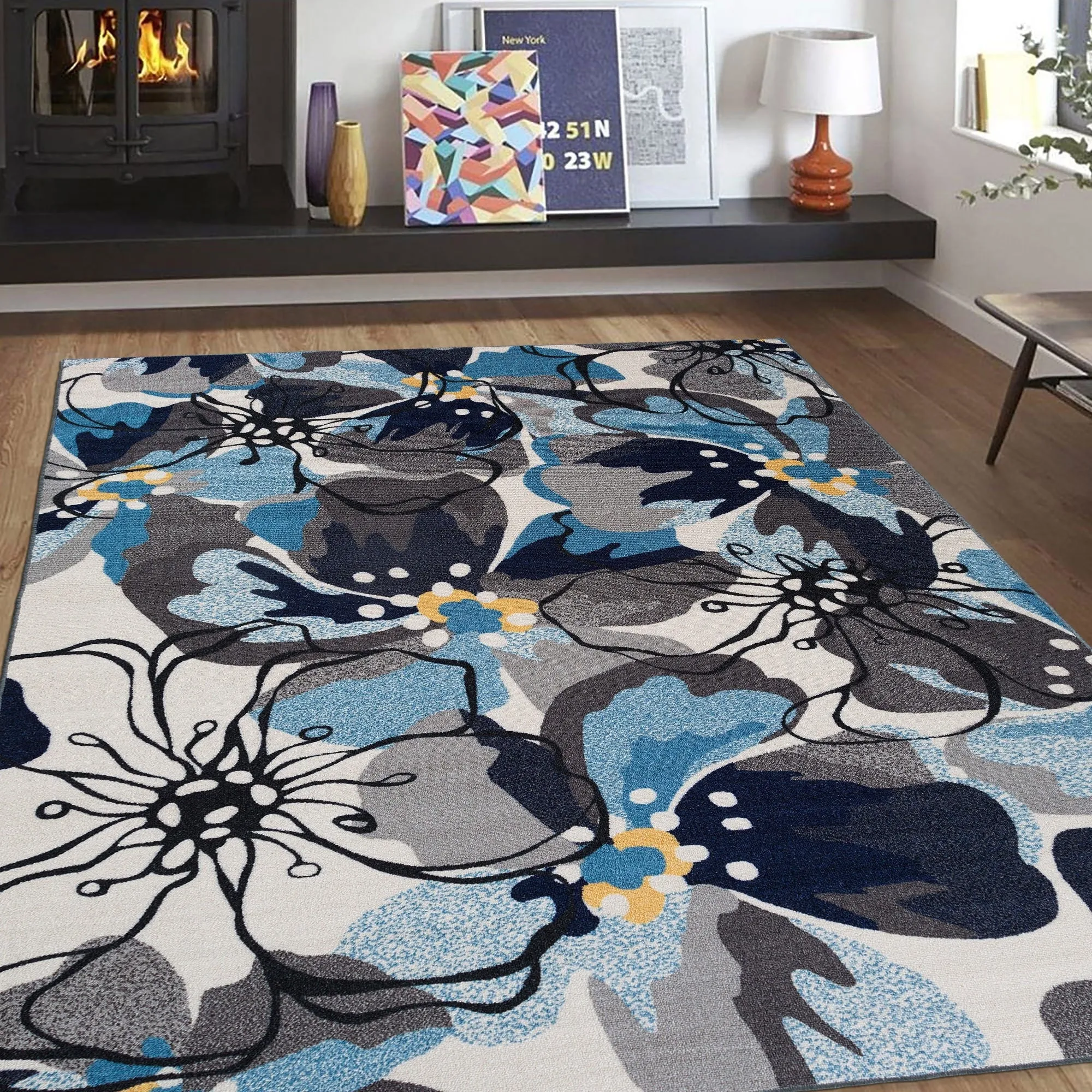 World Rug Gallery Modern Floral Non-Slip Area Rug