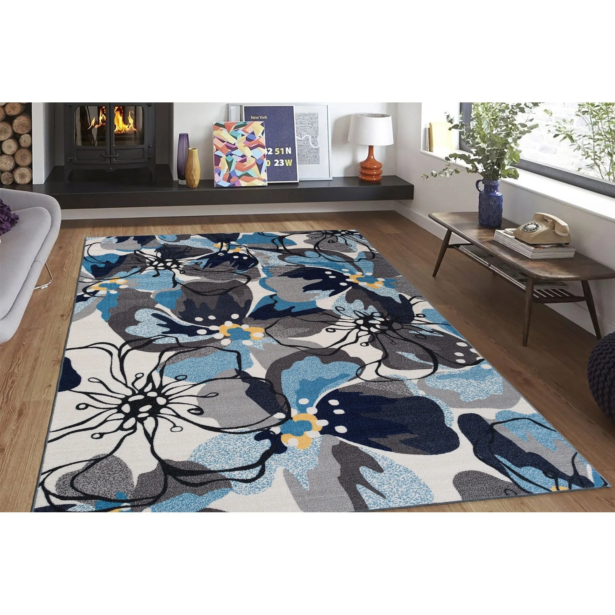 World Rug Gallery Modern Floral Non-Slip Area Rug