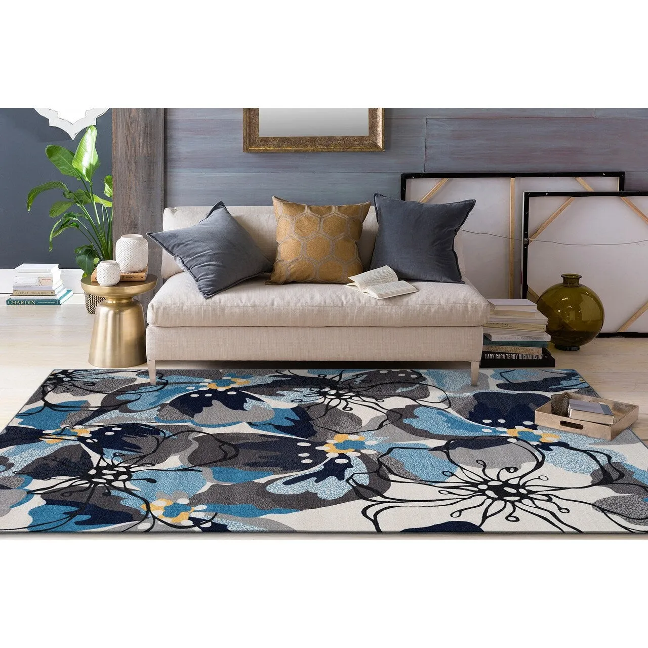World Rug Gallery Modern Floral Non-Slip Area Rug