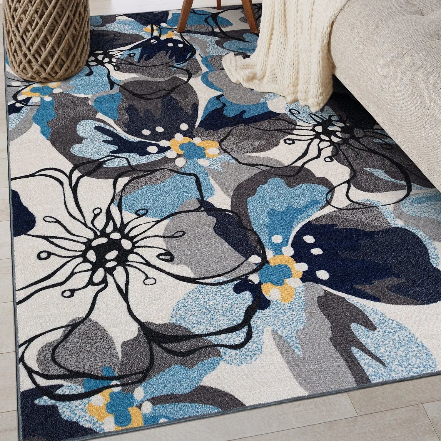 World Rug Gallery Modern Floral Non-Slip Area Rug