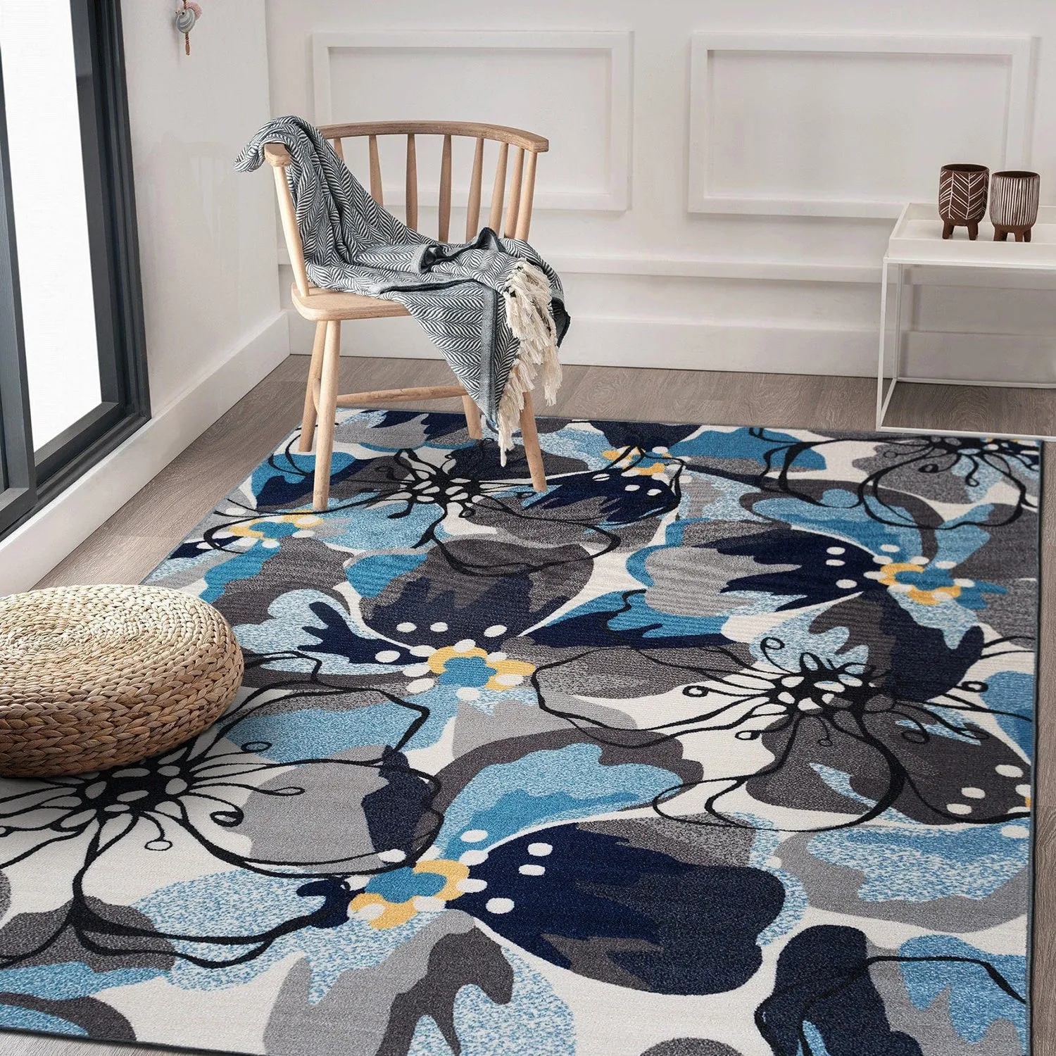 World Rug Gallery Modern Floral Non-Slip Area Rug
