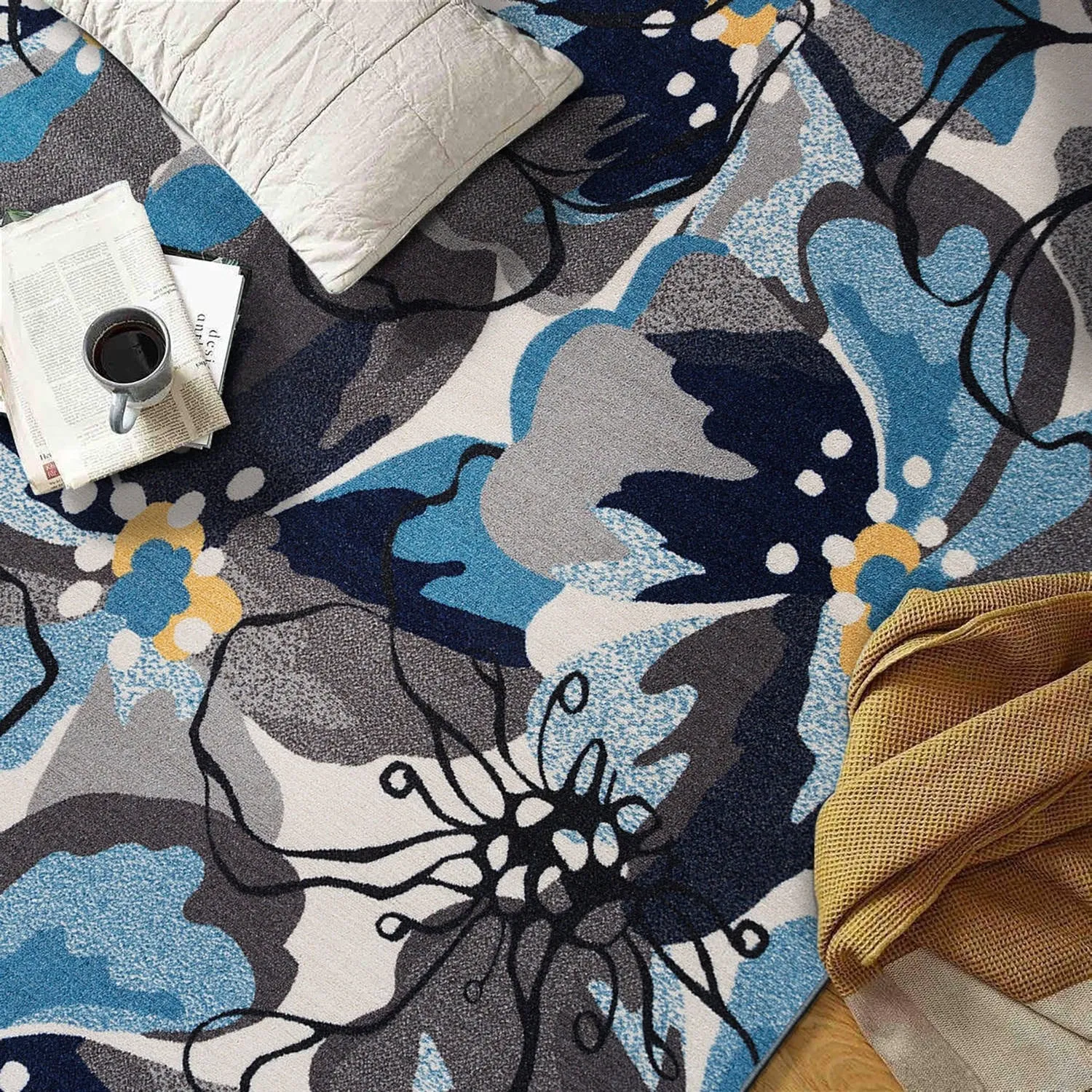 World Rug Gallery Modern Floral Non-Slip Area Rug