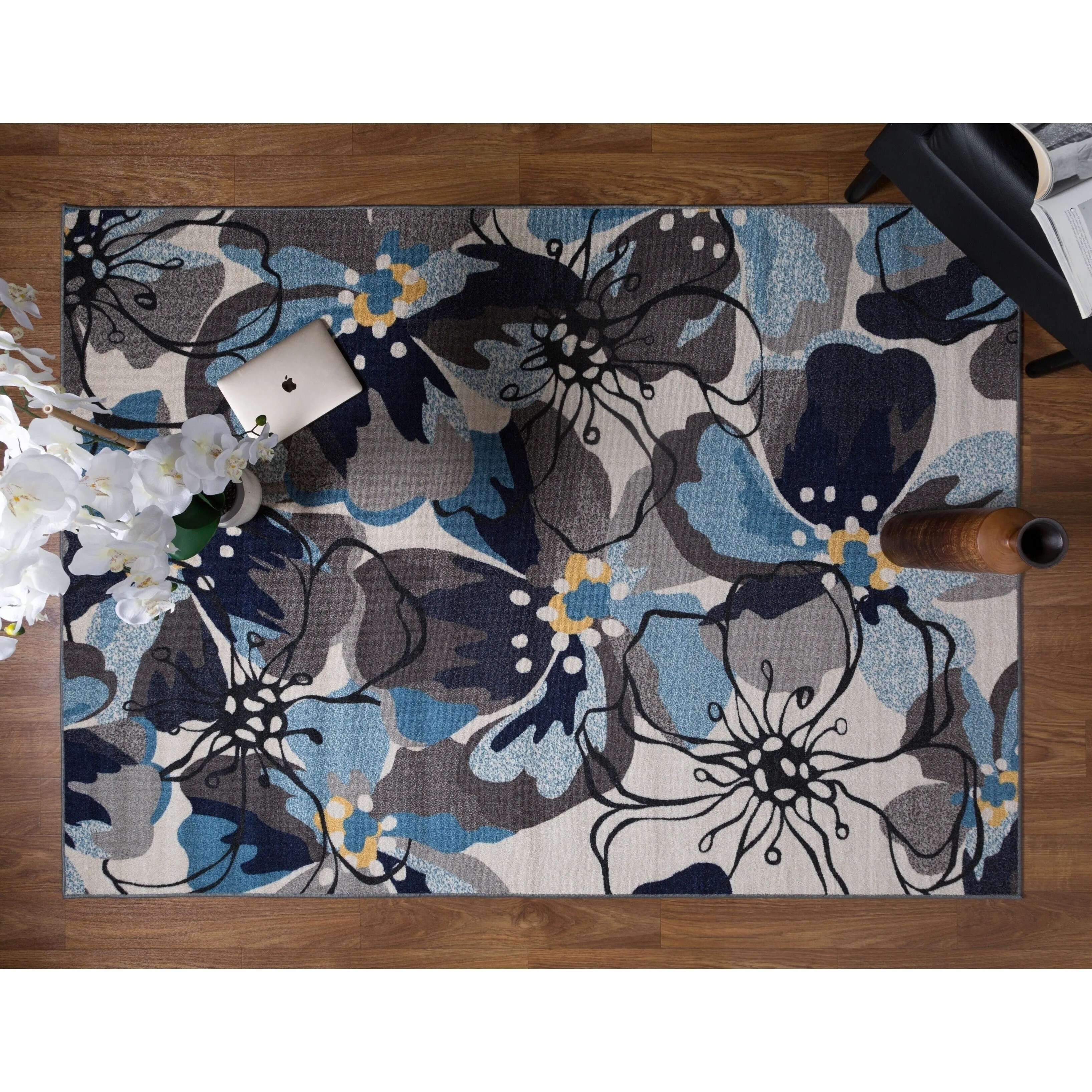 World Rug Gallery Modern Floral Non-Slip Area Rug