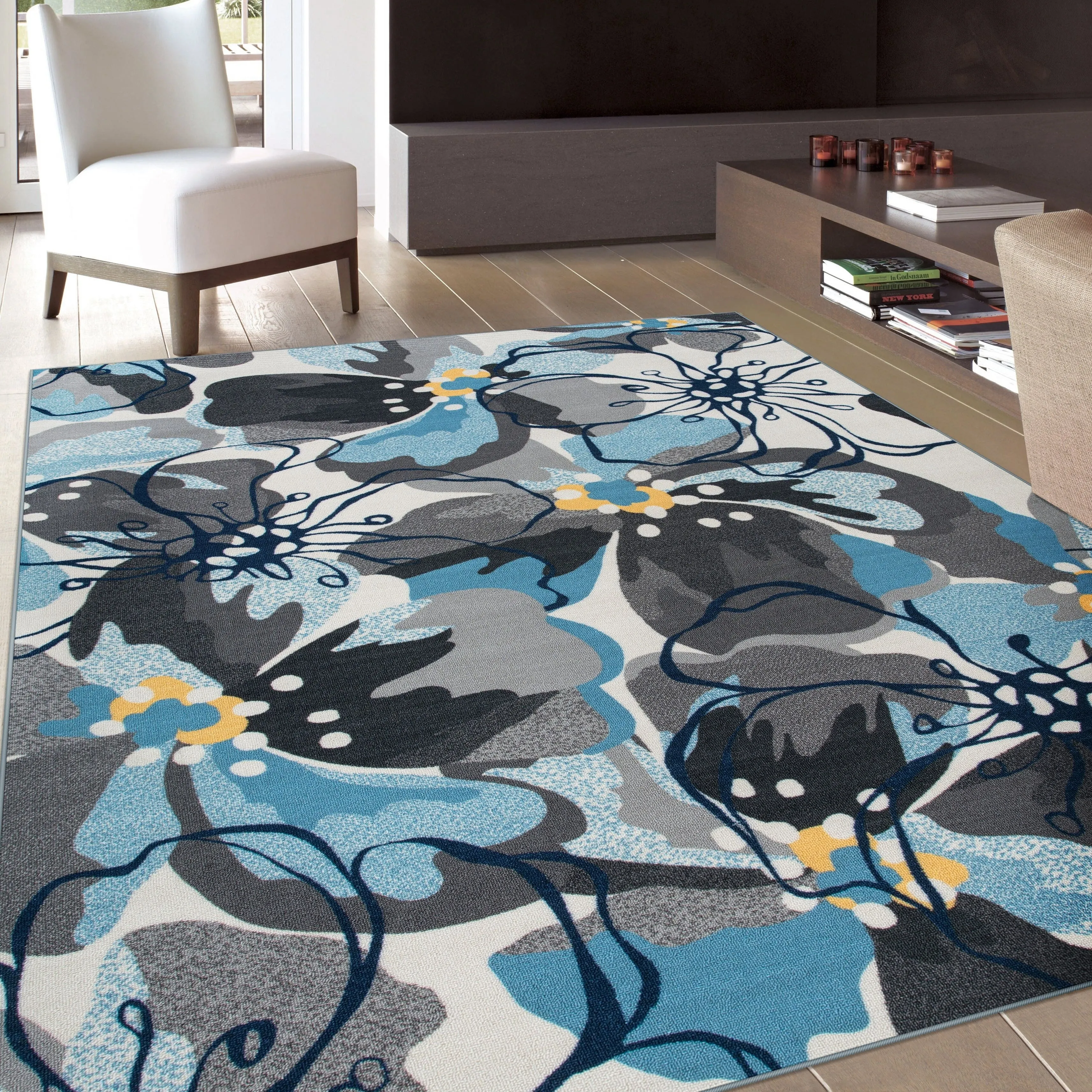 World Rug Gallery Modern Floral Non-Slip Area Rug