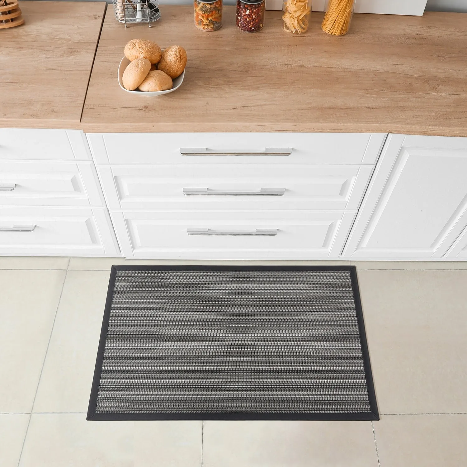 World Rug Gallery Stripe Textline Anti-Fatigue Standing Mat