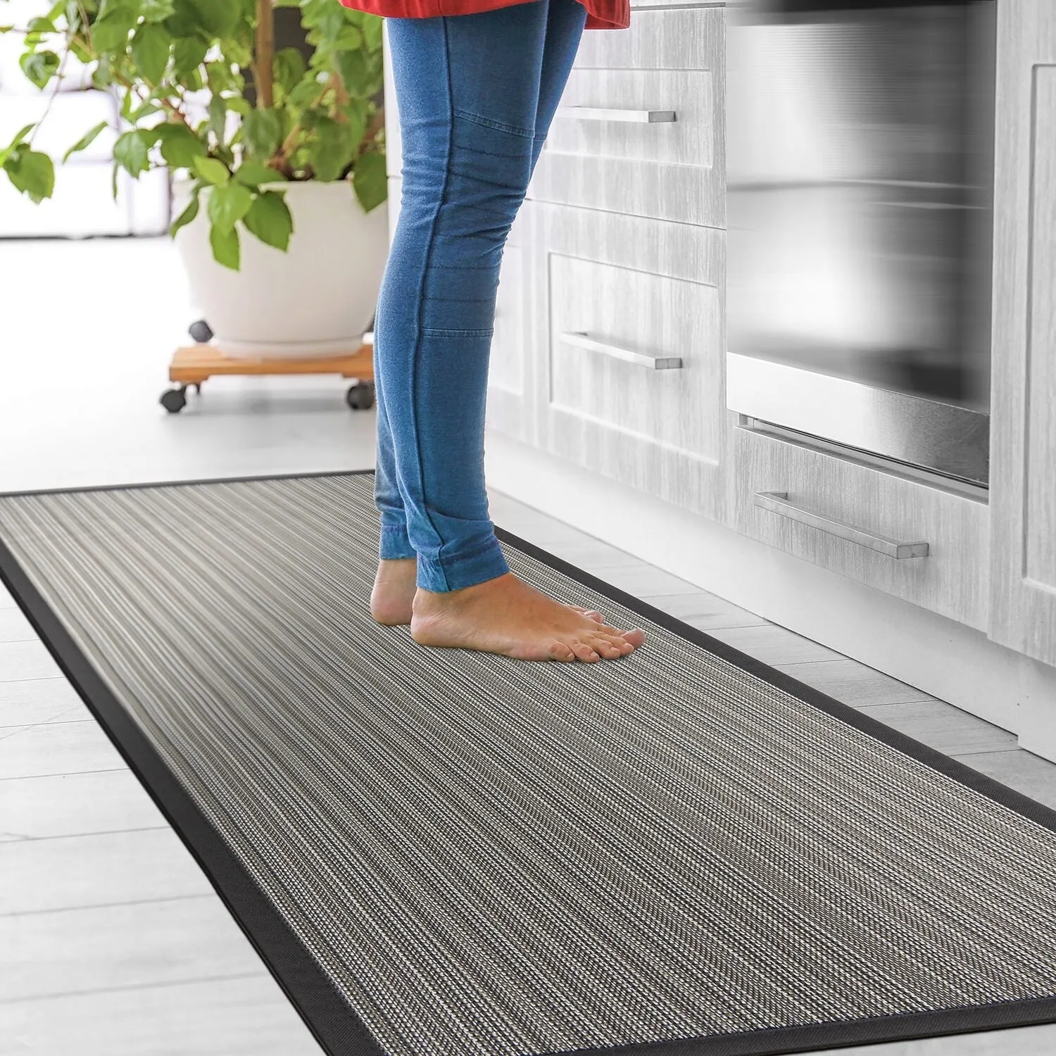 World Rug Gallery Stripe Textline Anti-Fatigue Standing Mat