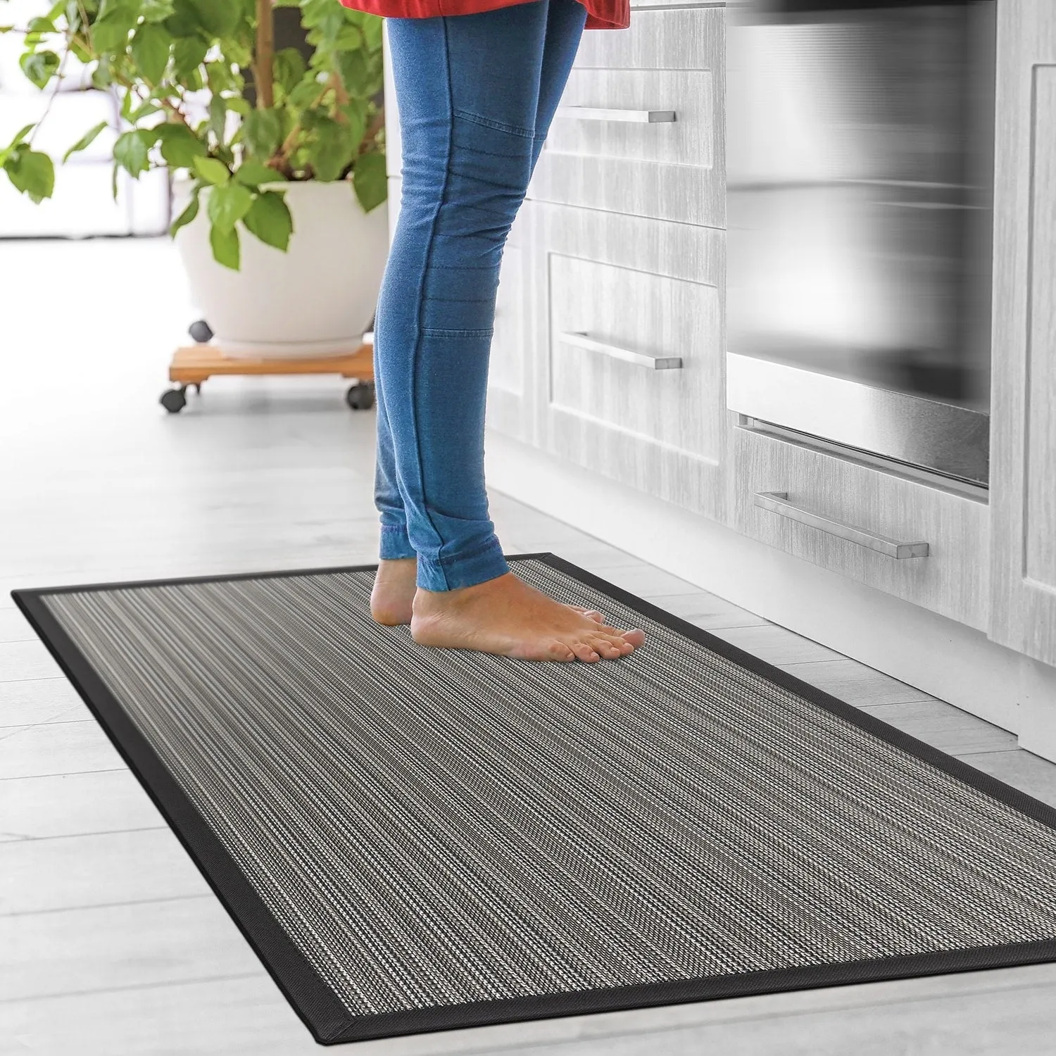 World Rug Gallery Stripe Textline Anti-Fatigue Standing Mat