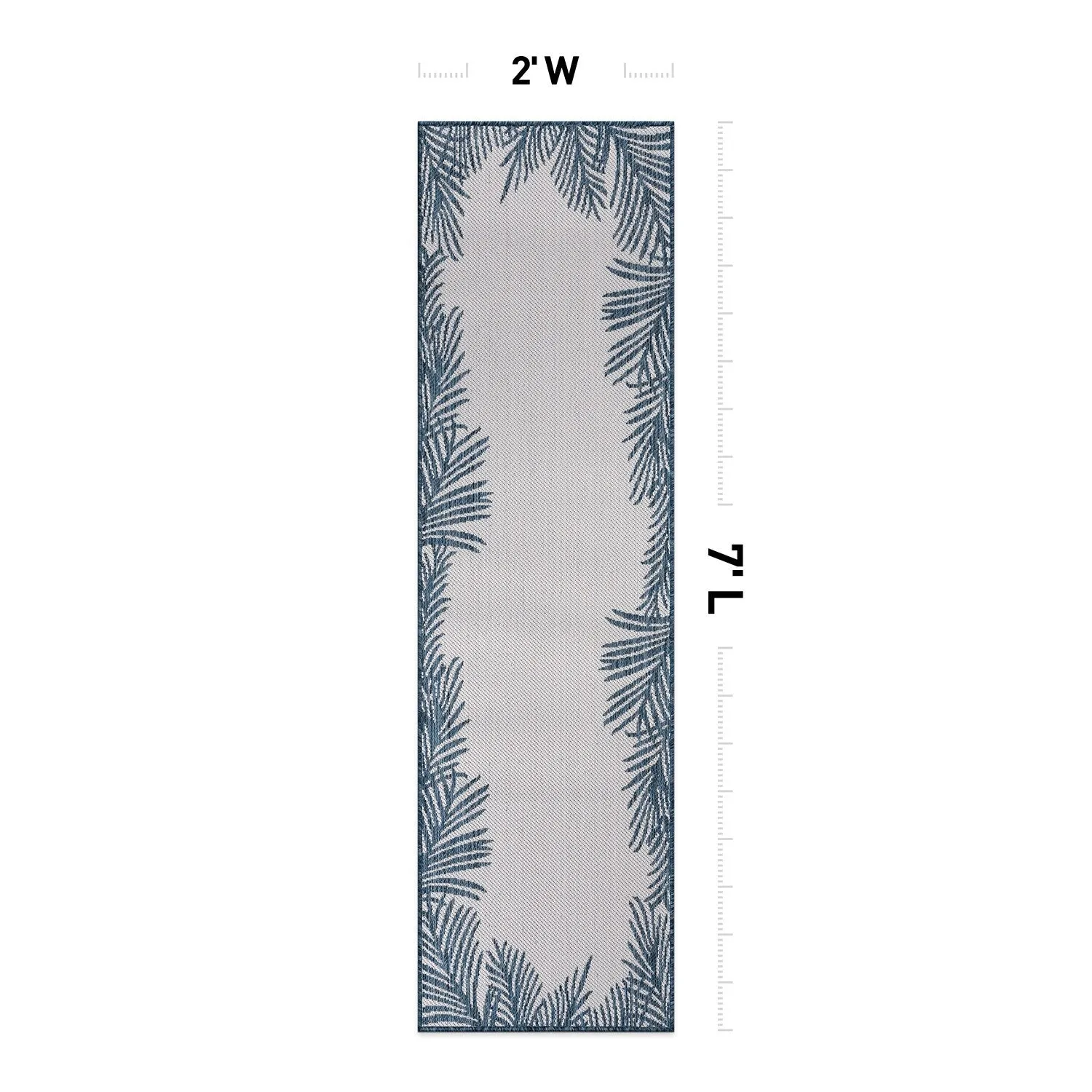 World Rug Gallery Tropical Floral Palm Leaves Textured Flat Weave Indoor/Outdoor Area Rug