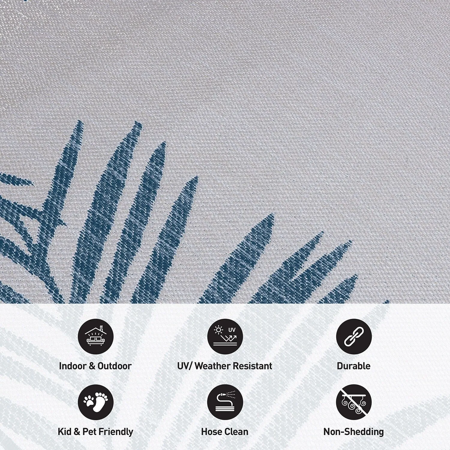 World Rug Gallery Tropical Floral Palm Leaves Textured Flat Weave Indoor/Outdoor Area Rug