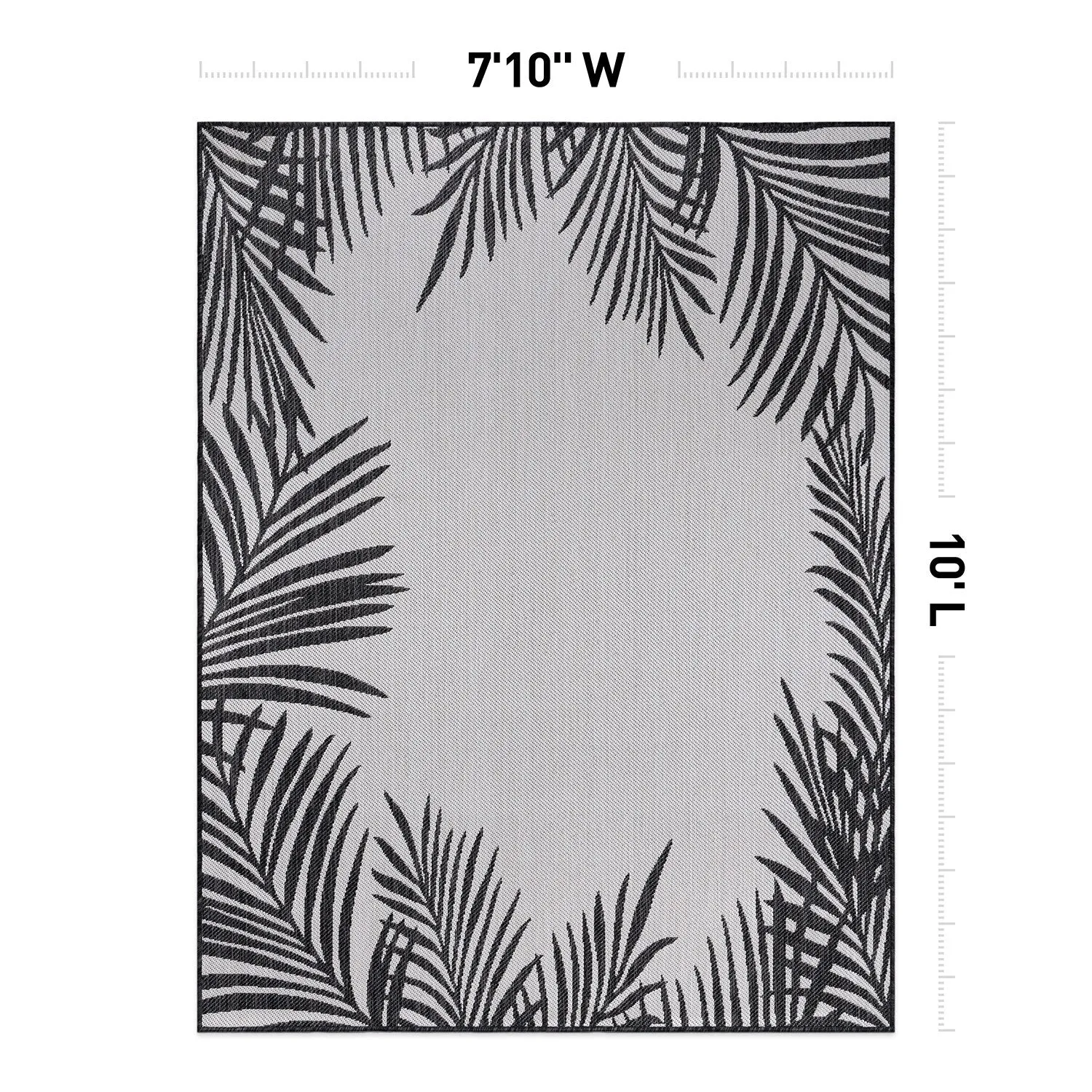 World Rug Gallery Tropical Floral Palm Leaves Textured Flat Weave Indoor/Outdoor Area Rug